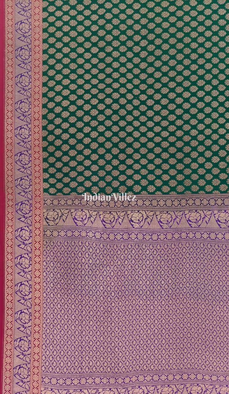 IndianVillèz Blue Green Banarasi Handloom Silk Saree - view 3
