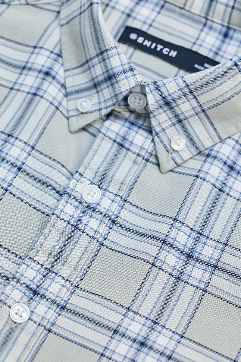SNITCH Light Grey Checks Slim Fit Shirt - view 2