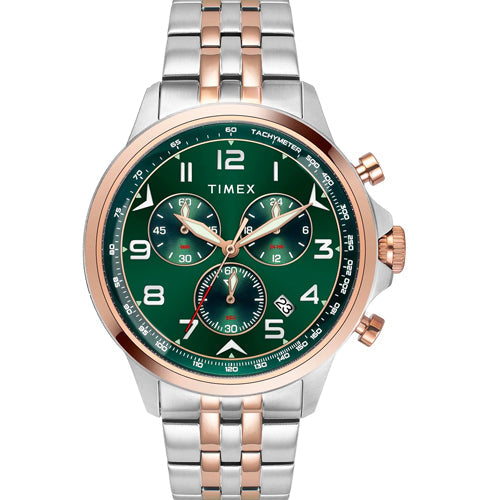 Timex E Class Men Green Round Dial Analog Chronograph Watch 47.7mm TWEG25102