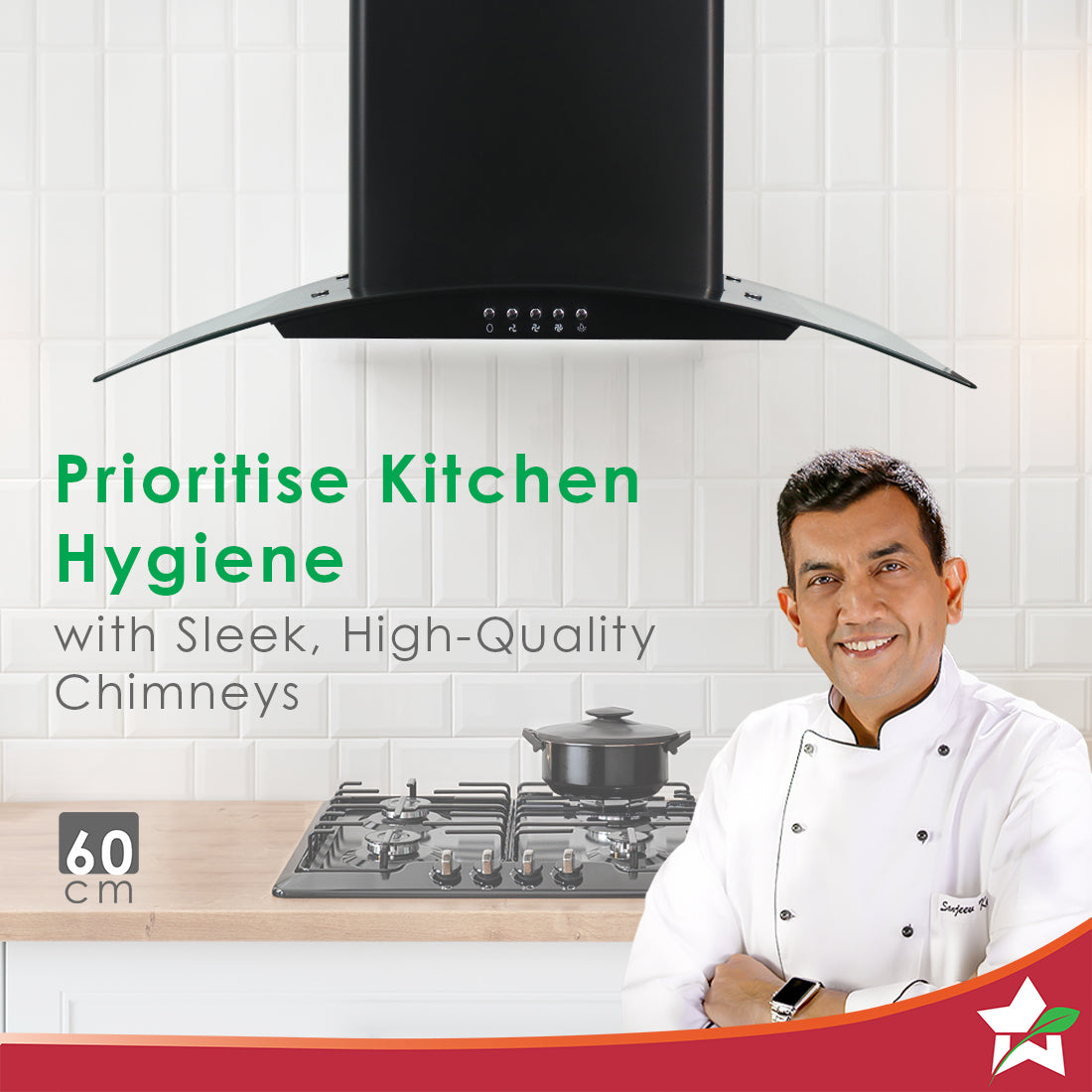 Wonderchef Power Curve Wall-Mount Chimney| 1000M3/H - view 2