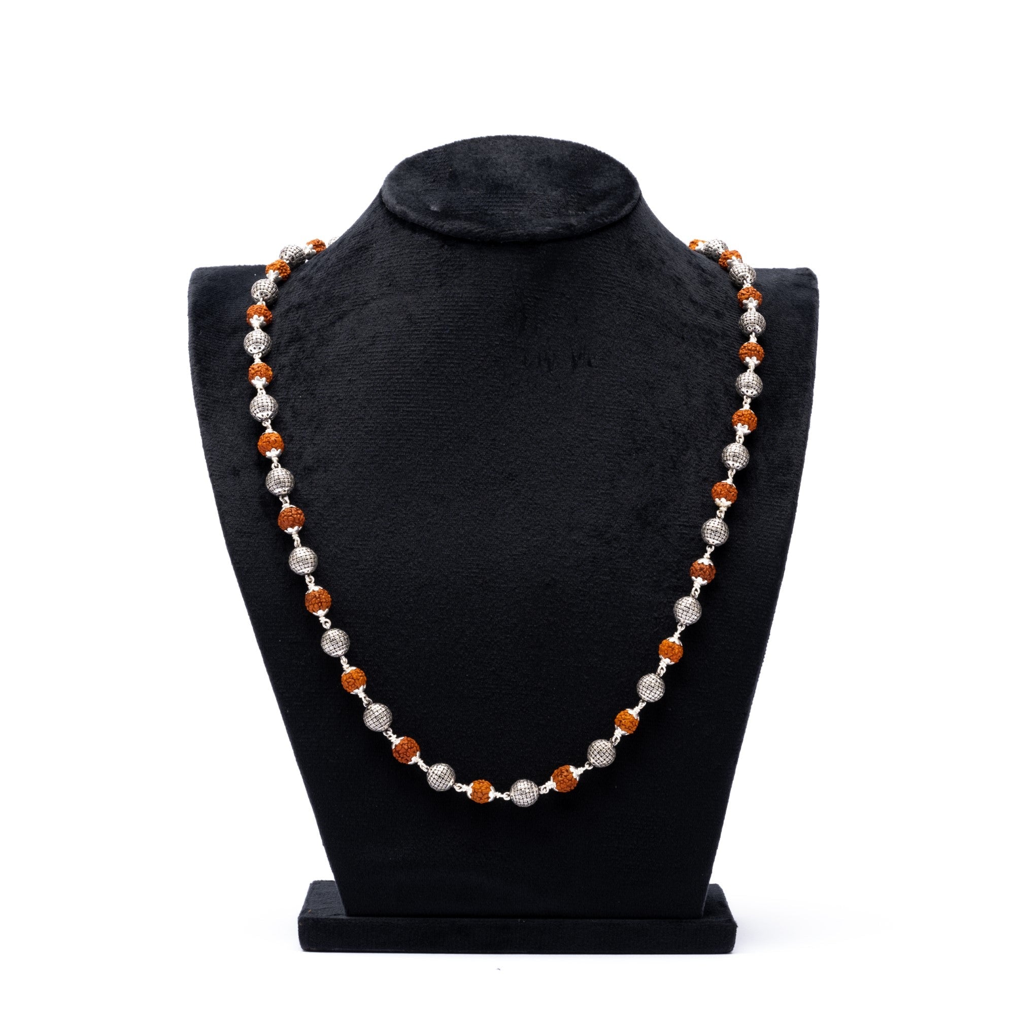 Prinjal Jewellers Rudraksha Silver Mala (Spherical Beads)
