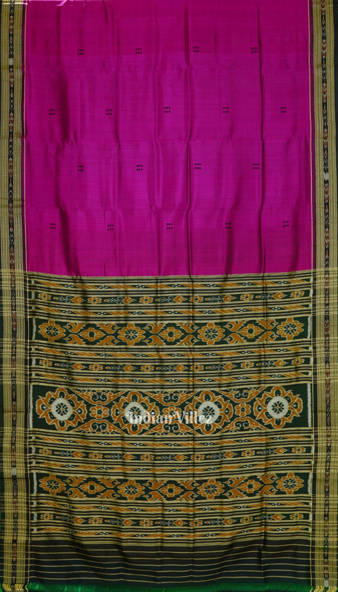 IndianVillèz Deep Rani Butta Design Odisha Ikat Khandua Silk Saree