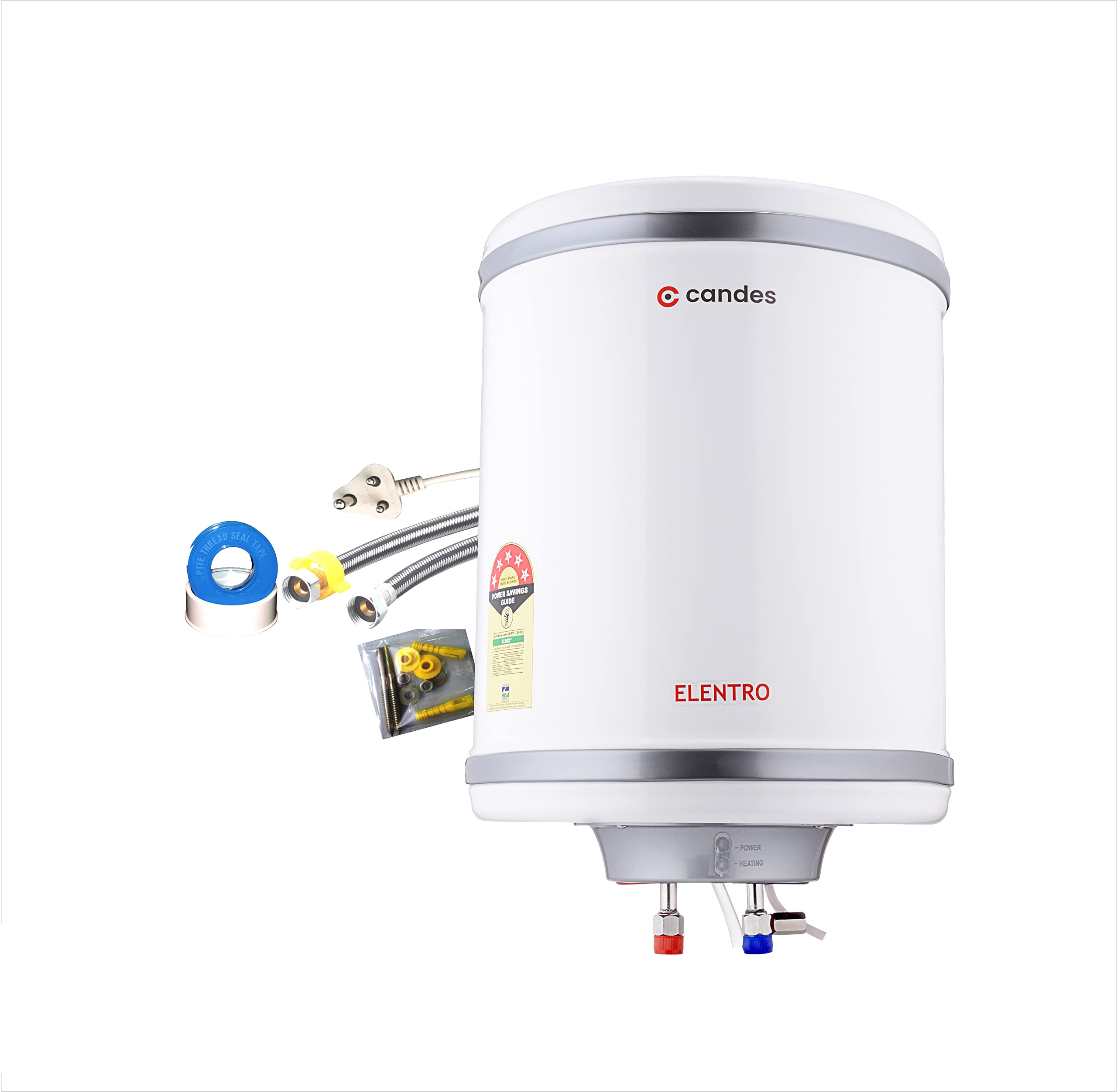 Candes 25 Litre Elentro 5 Star Rated Automatic Instant Storage Electric Water Heater with Special Metal Body Anti Rust Coating With Installation Kit, 