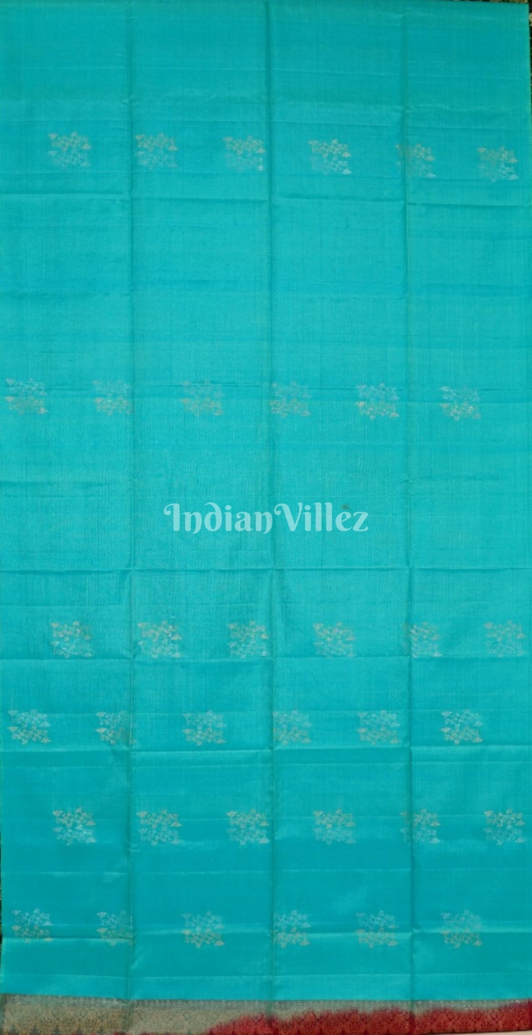 IndianVillèz Sky With Maroon Pure Kanjivaram Soft Silk Saree - view 3