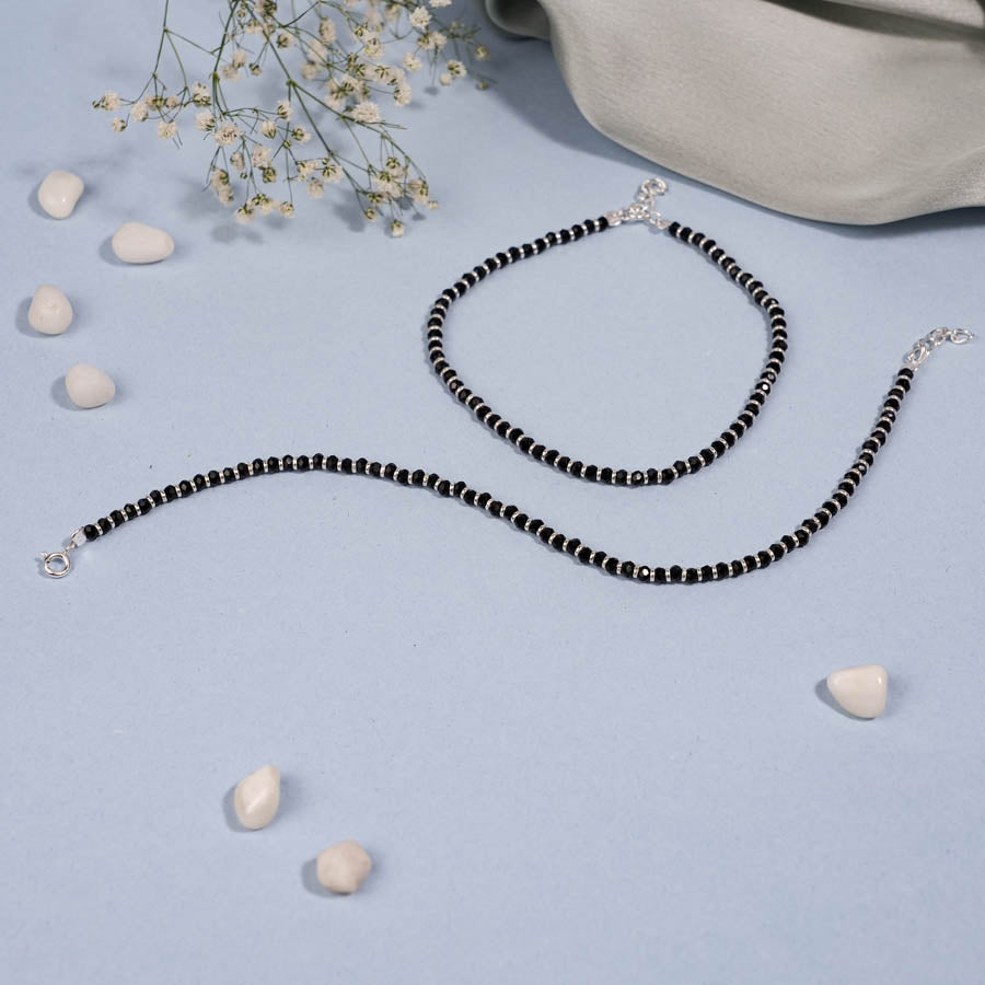 Prinjal Jewellers Real Black beads silver Anklets for women - view 2