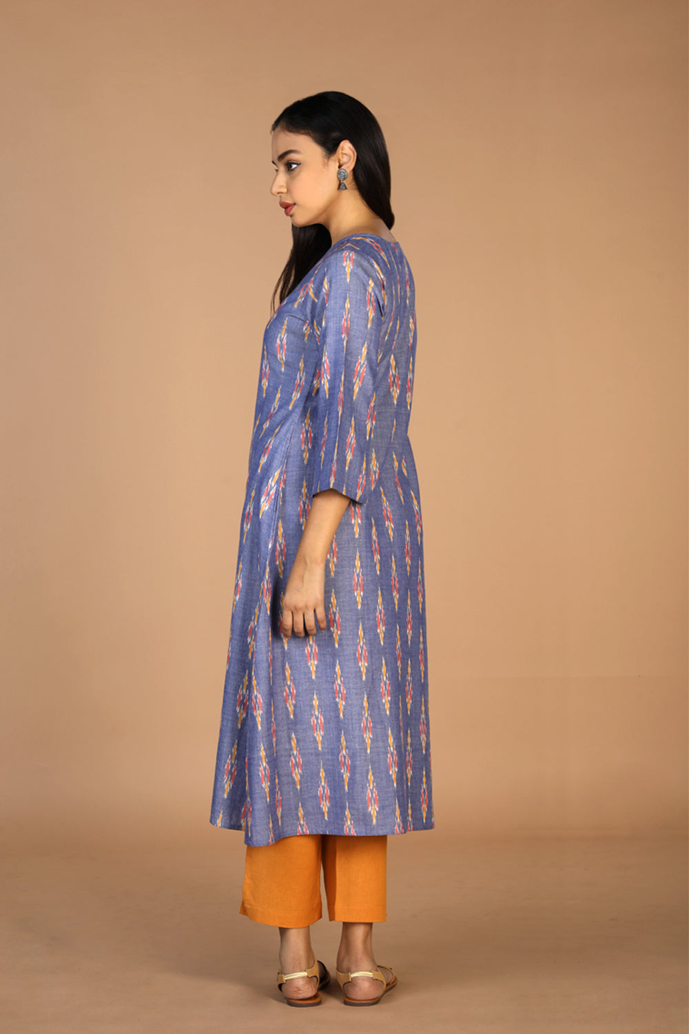 Kalanjali Ethnics Cotton Ikat kurti – Women's, COBALT BLUE - view 6
