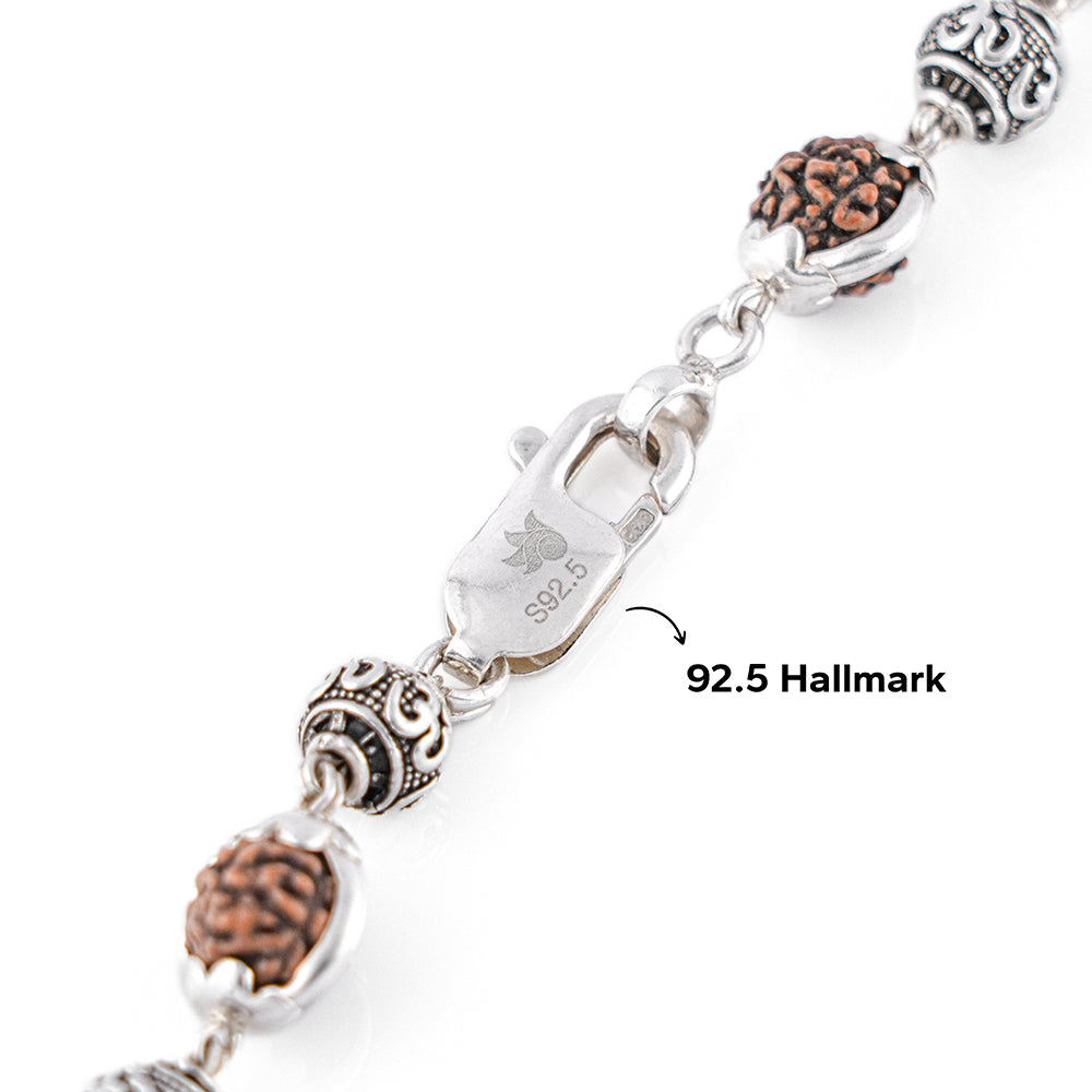 Prinjal Jewellers Rudraksha Capping Silver Mala (Om Beads) - view 5