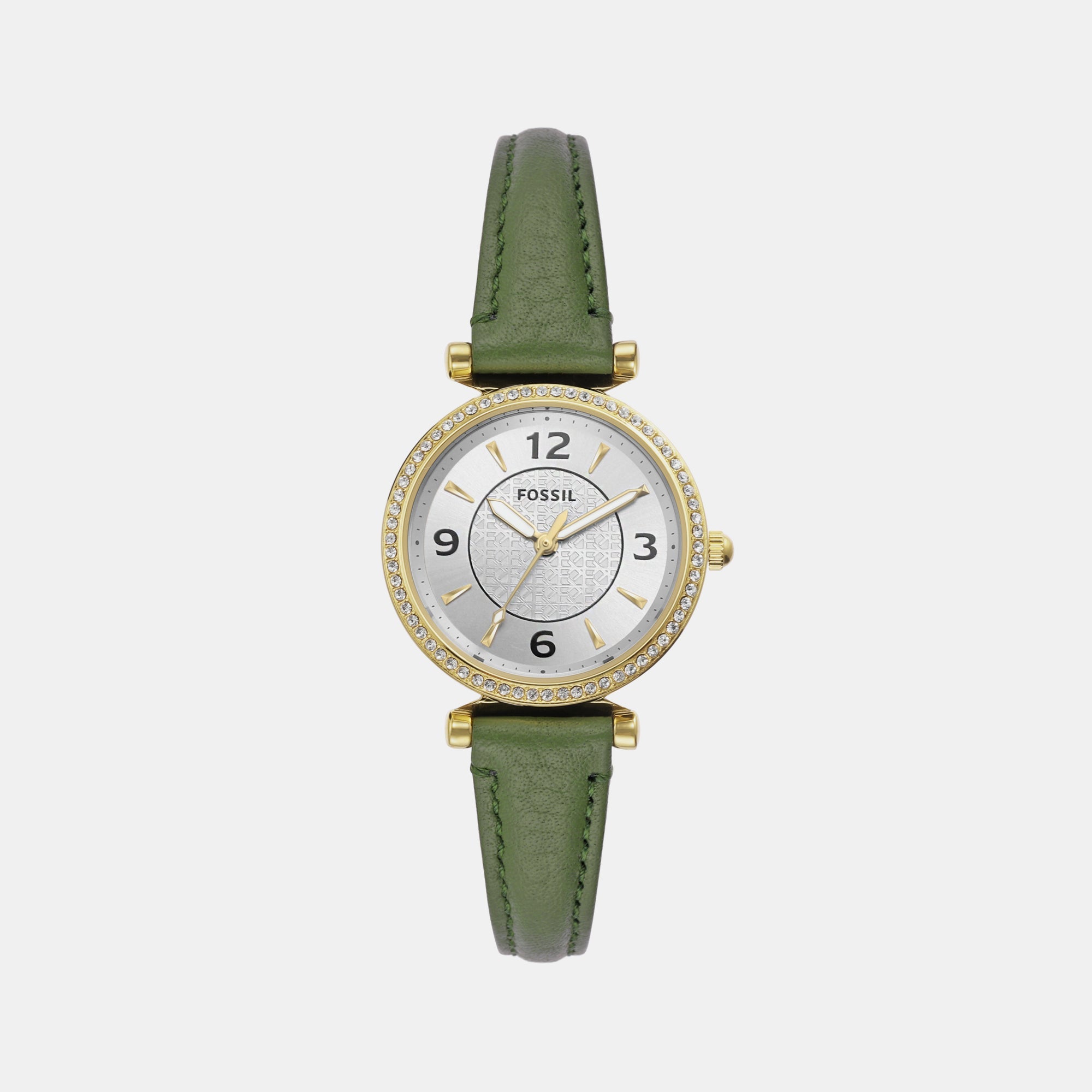 Fossil Carlie Women Quartz Silver Dial Analog Leather Watch ES5298