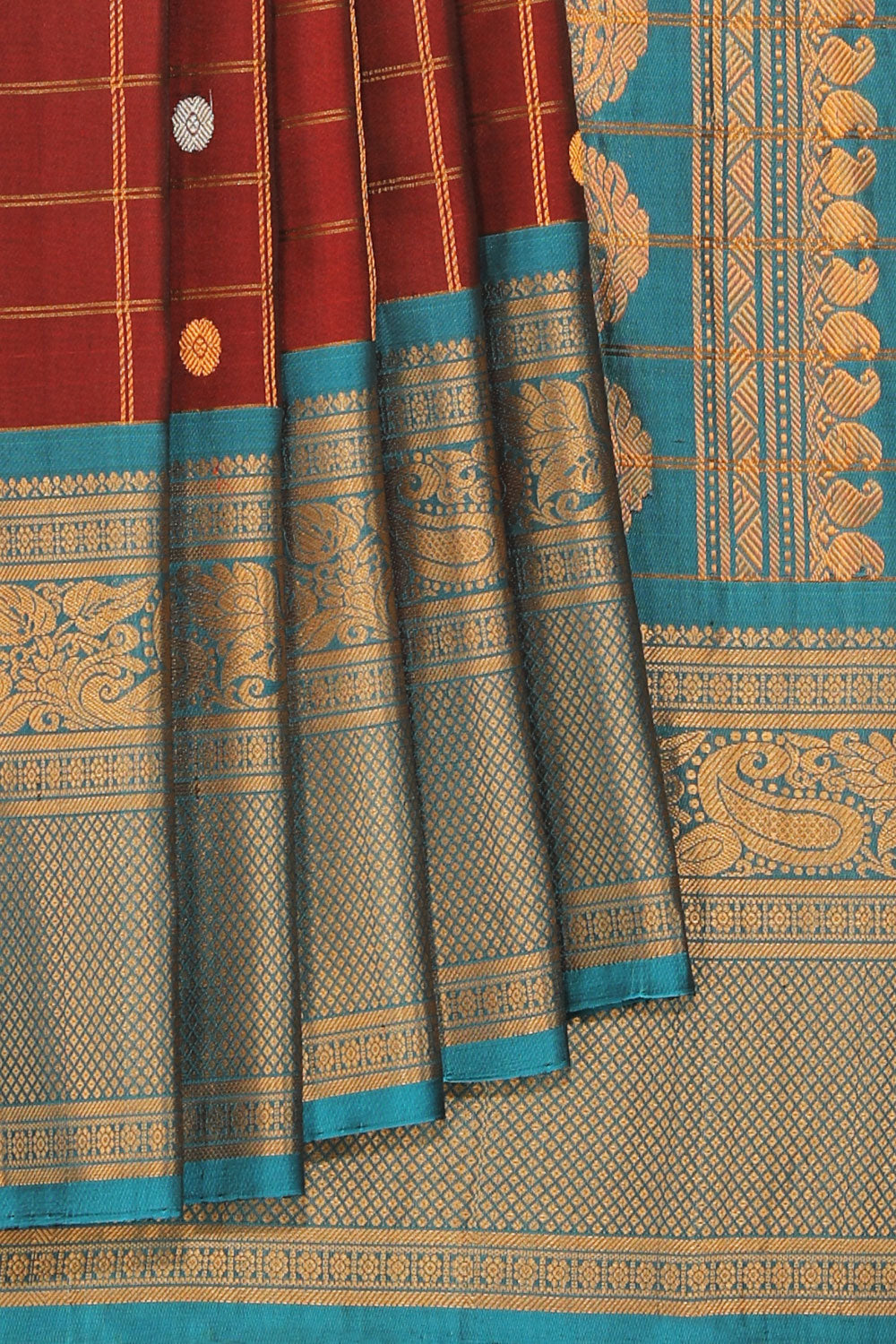 Kalanjali Gadwal Silk Maroon Saree – Women's
