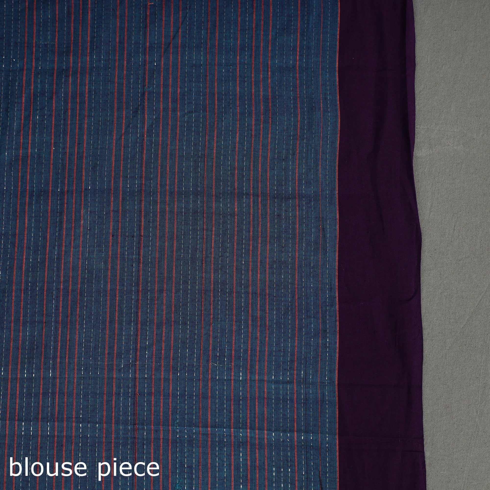 CREYO Blue - Bazaar Checks Cotton Handloom Saree 44 - view 7