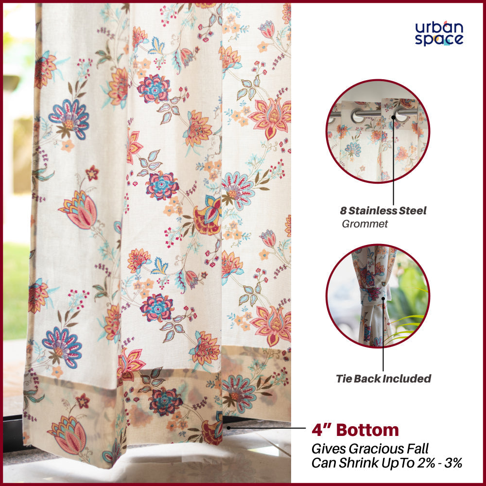 Urban Space -Home Furnishing Store 100% Cotton Room Darkening Curtains, Pack of 2 Curtains - Passion Flower Peach - view 2