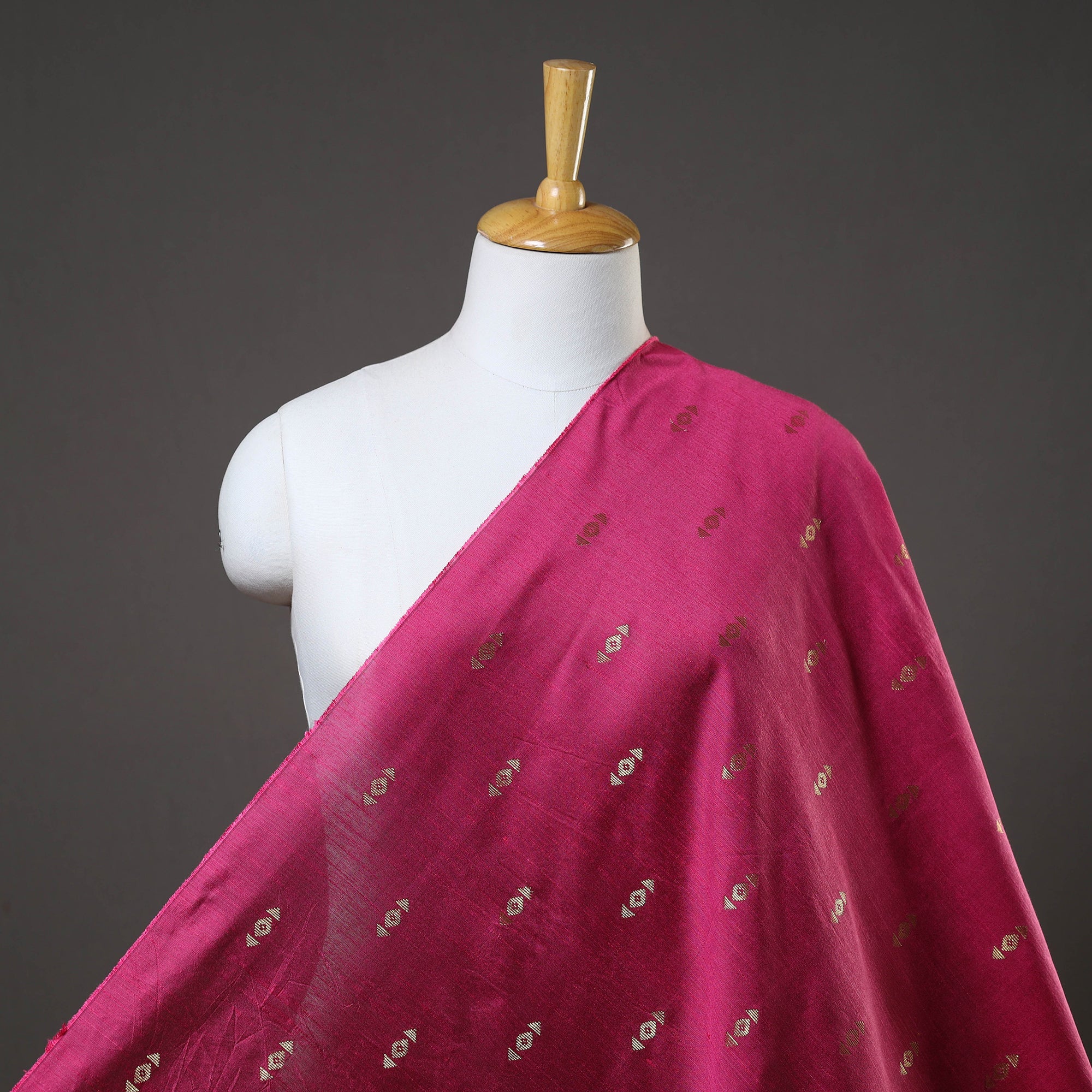 ITOKRI CRAFTS INITIATIVE Pink - Zari Buti Spun Dupion Viscose Silk Plain Fabric 11