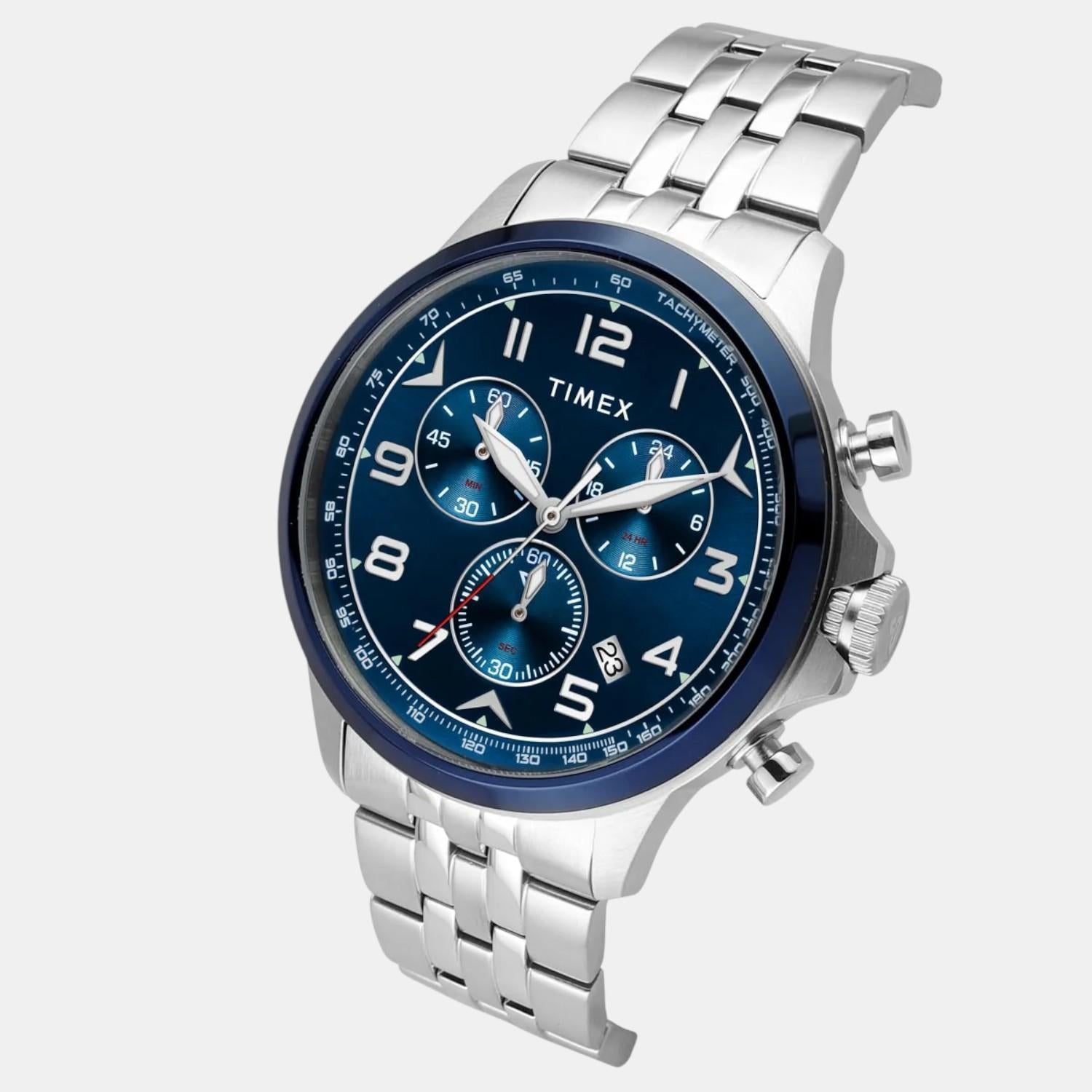 Timex E Class Men Quartz Blue Dial Chronograph Stainless Steel Watch TWEG25101 - view 2