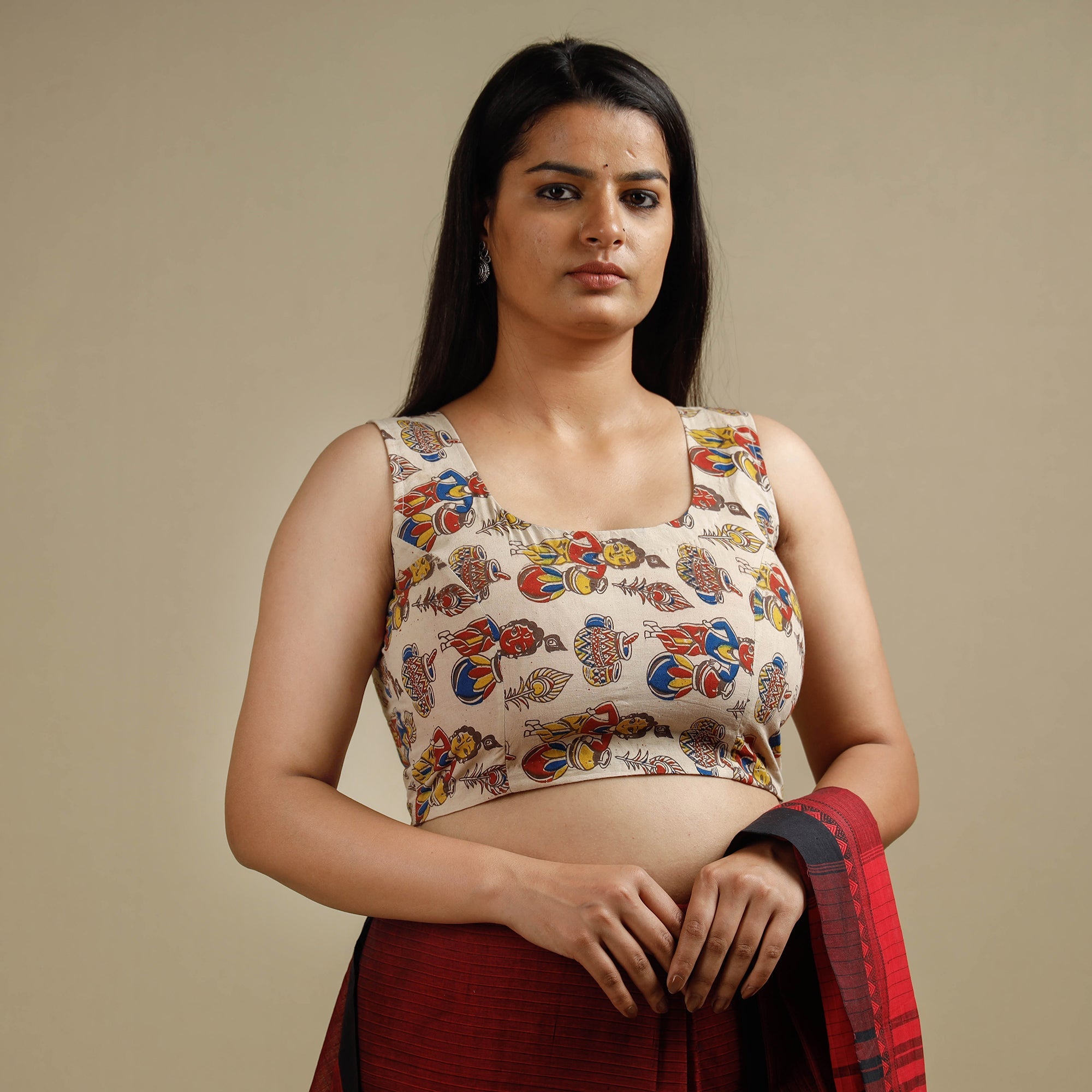 ITOKRI CASUALS Beige - Kalamkari Printed Cotton Stitched Blouse - view 2