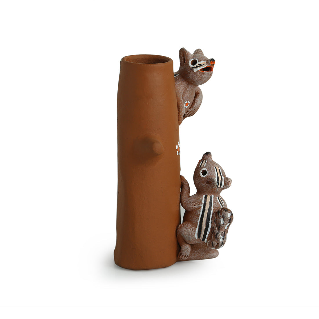 EXCLUSIVELANE 'Climbing Squirrels' Handpainted Garden Decorative Terracotta Table Cum Wall Showpiece - view 4