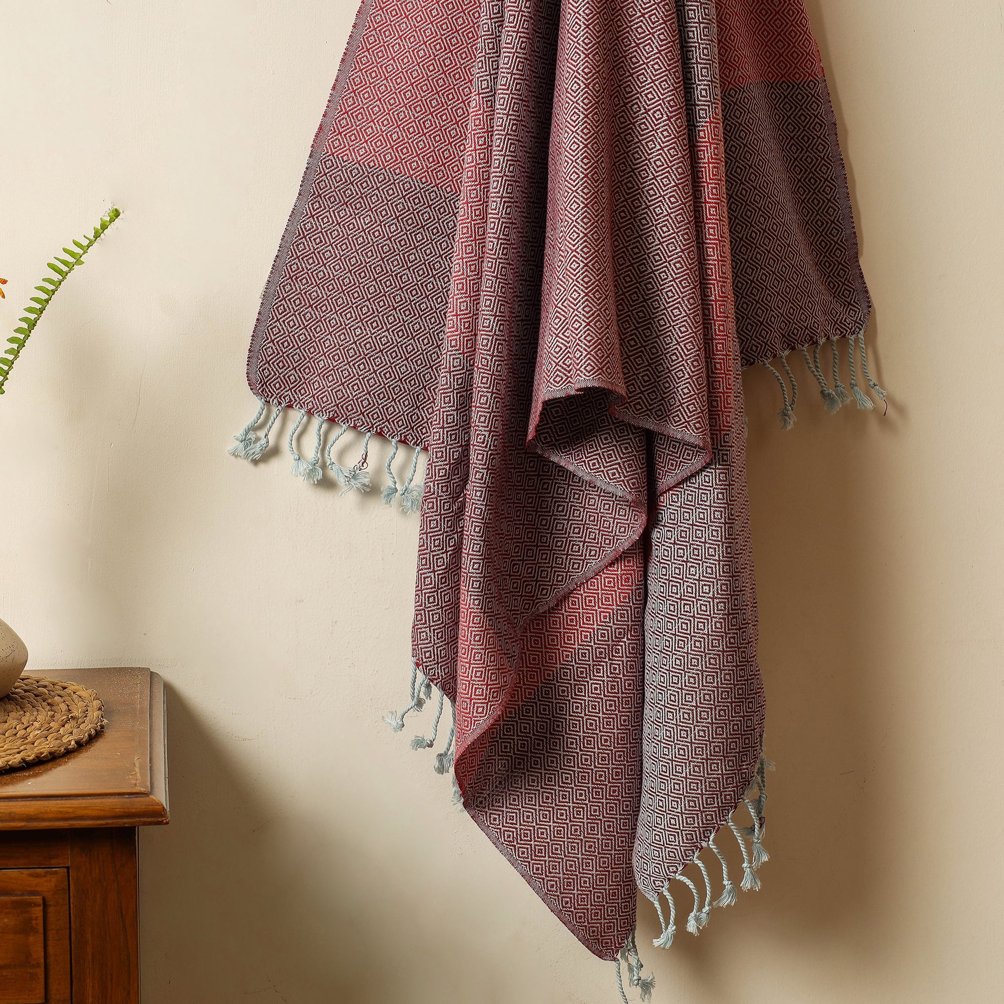 HANDLOOM VIRASAT Brown - Handloom Cotton Towel with Tassels from Bijnor by Nizam - view 2