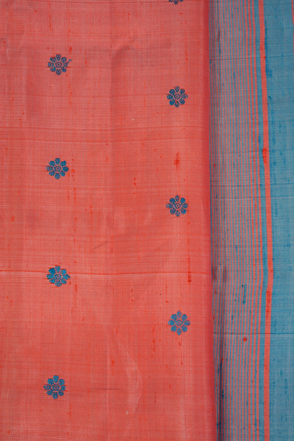 Kalanjali Gadwal Dupion Silk Coral Pink Saree - view 2