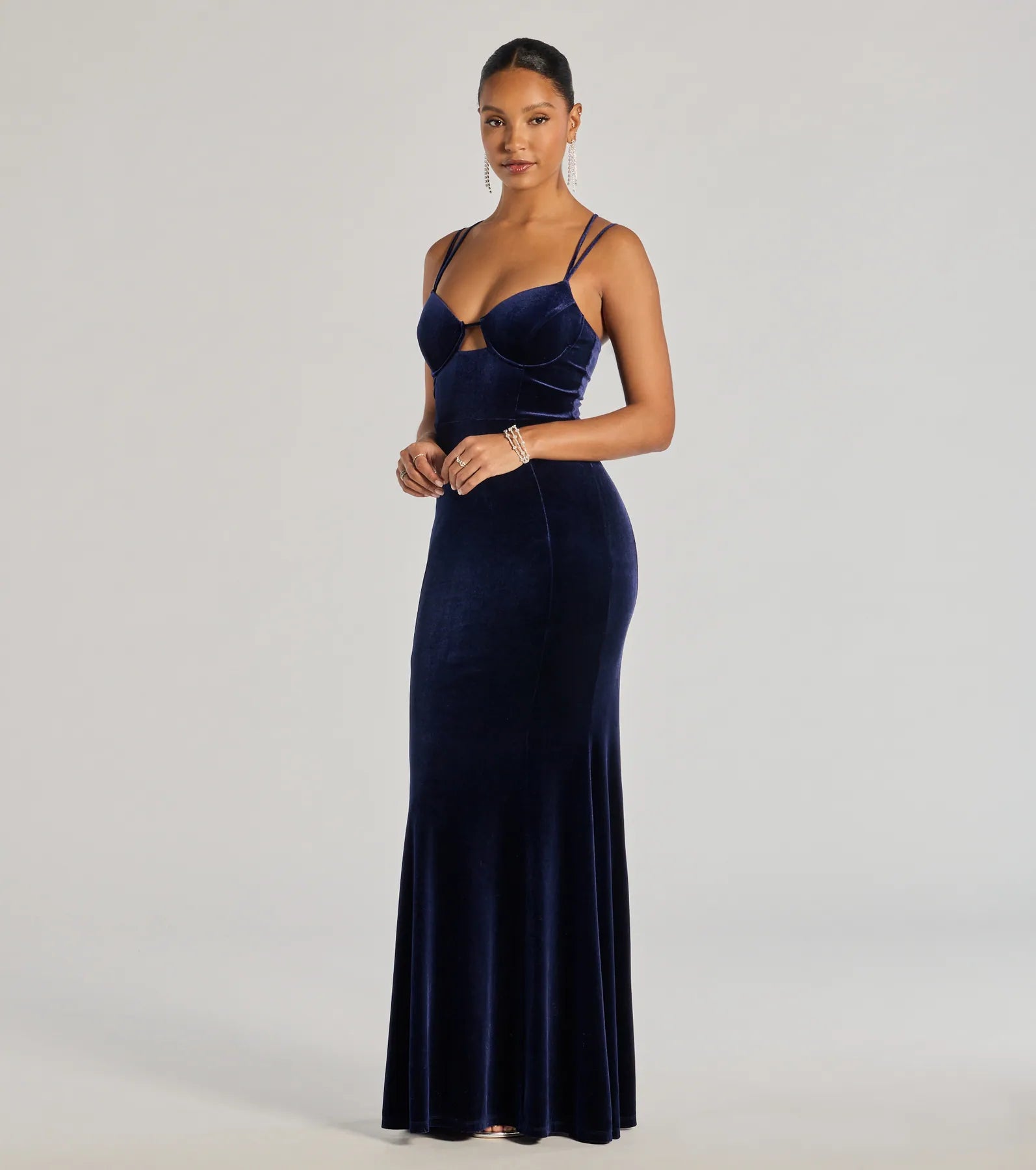 Windsor Jayne Velvet Lace-Up Mermaid Corset Dress - view 4