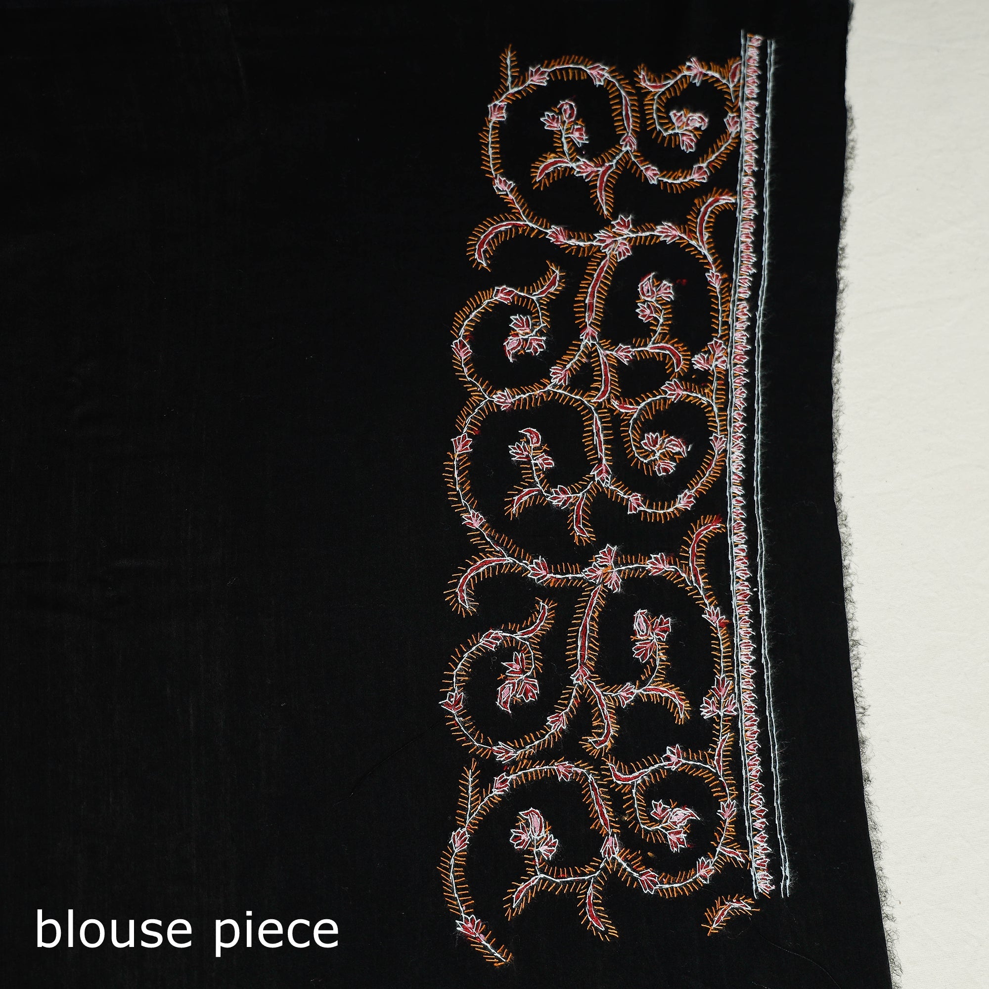ITOKRI CRAFTS INITIATIVE Black - Kashidakari Hand Embroidery Chanderi Silk Saree with Zari Border - view 9