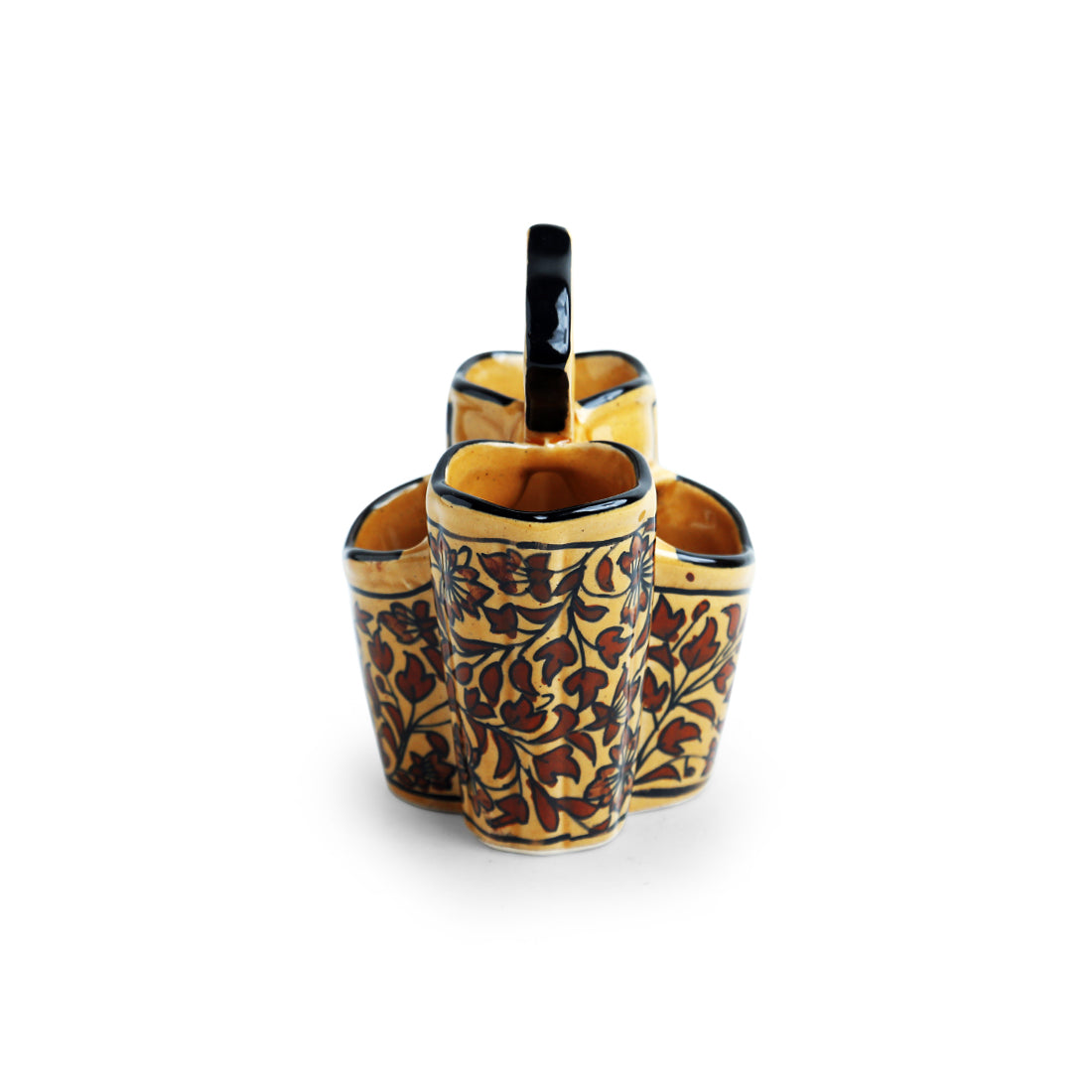 EXCLUSIVELANE 'Mughal Floral' Hand-painted Ceramic Cutlery & Stationery Holder - view 4