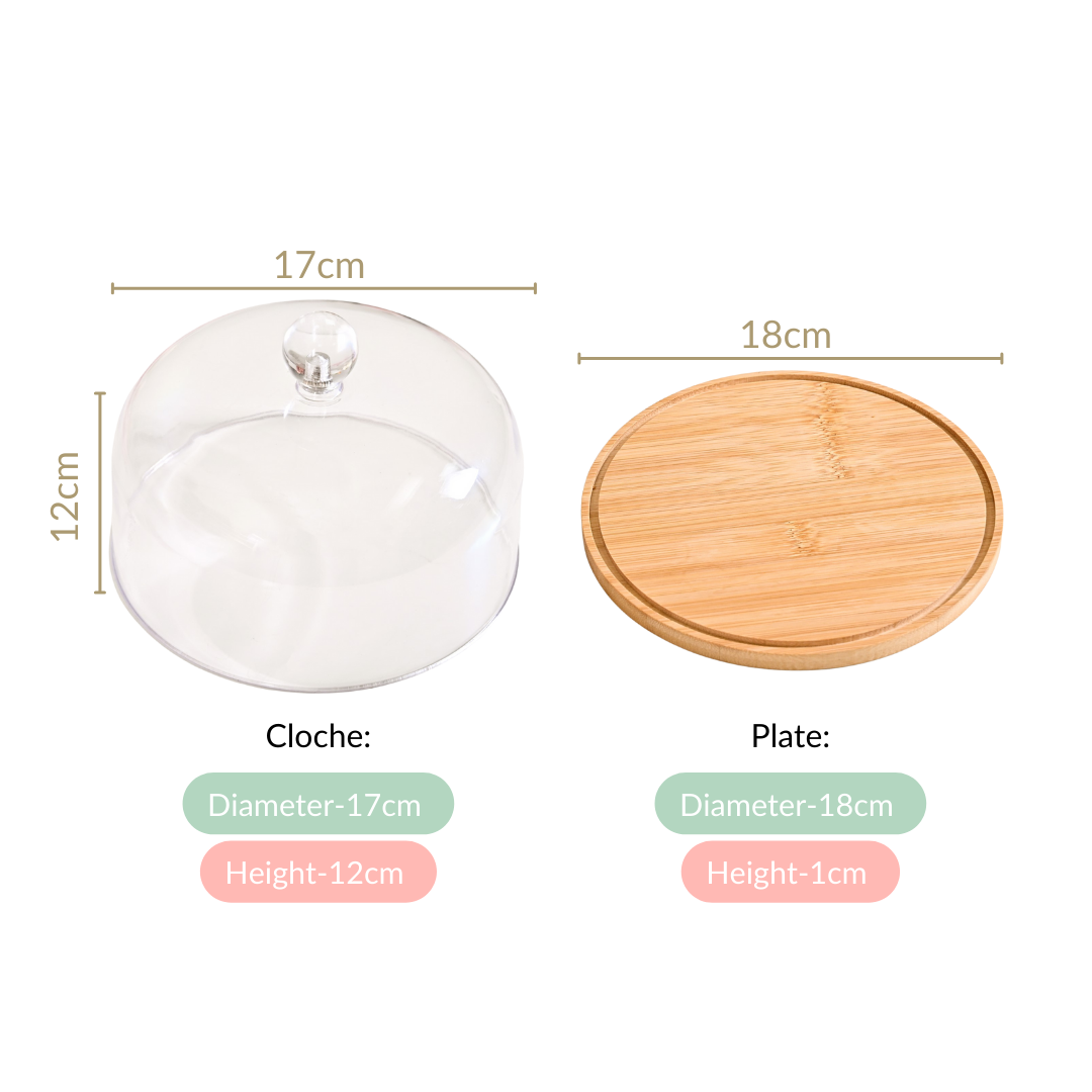 Nestasia Wooden Cake Stand With Transparent Cloche 17cm - view 4