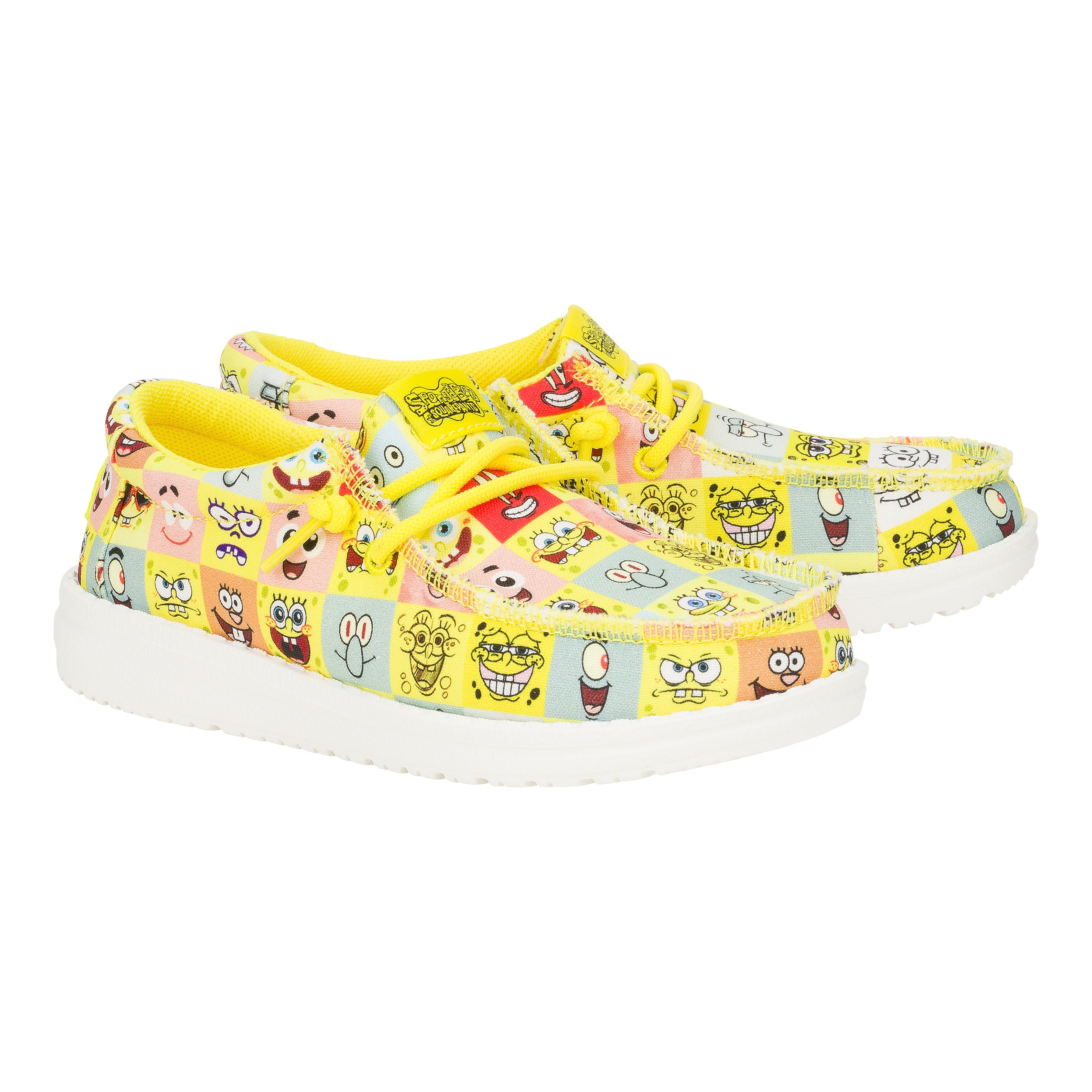 HEYDUDE shoes Wally Youth SpongeBob Faces - Cyber Yellow/Multi - view 3