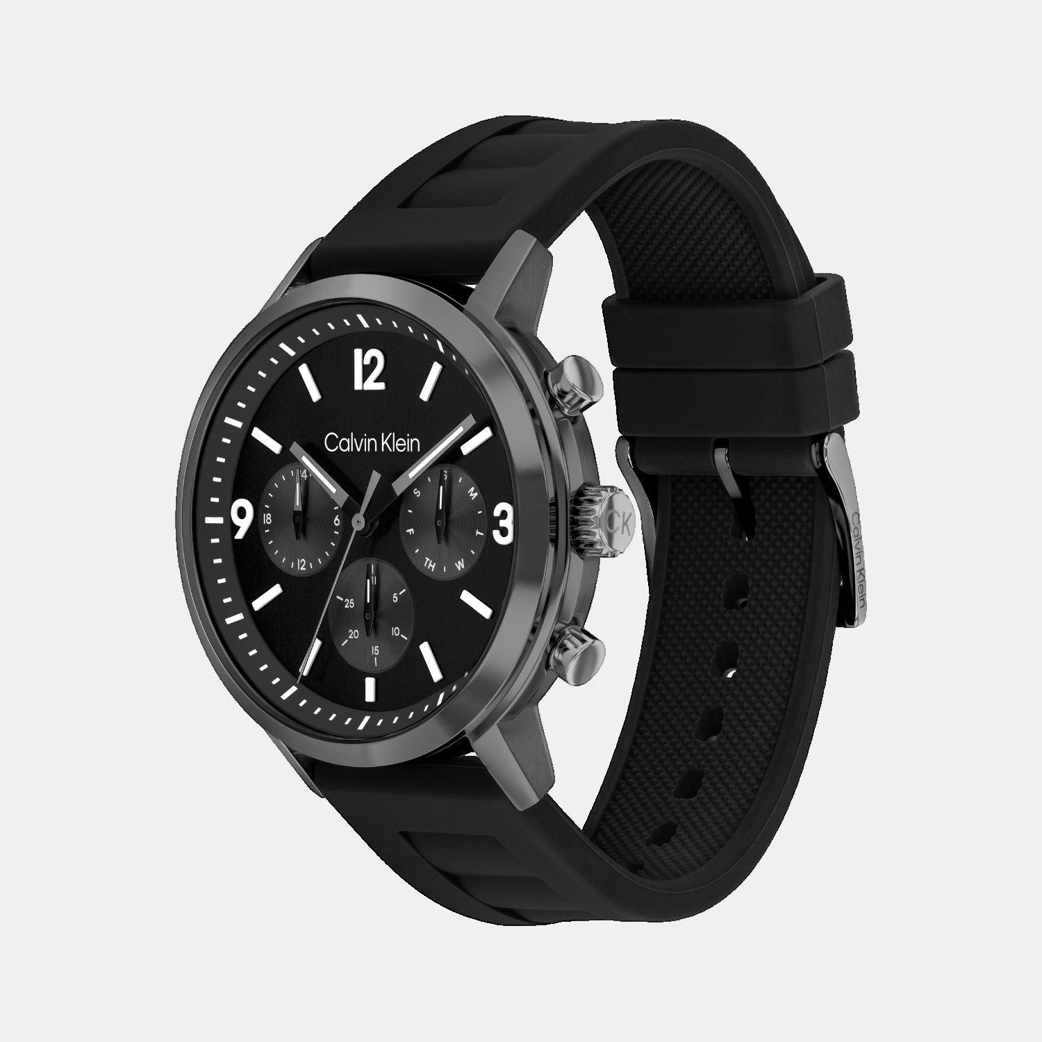 Calvin Klein Gauge Men Quartz Black Dial Chronograph Leather Watch 25200461 - view 2