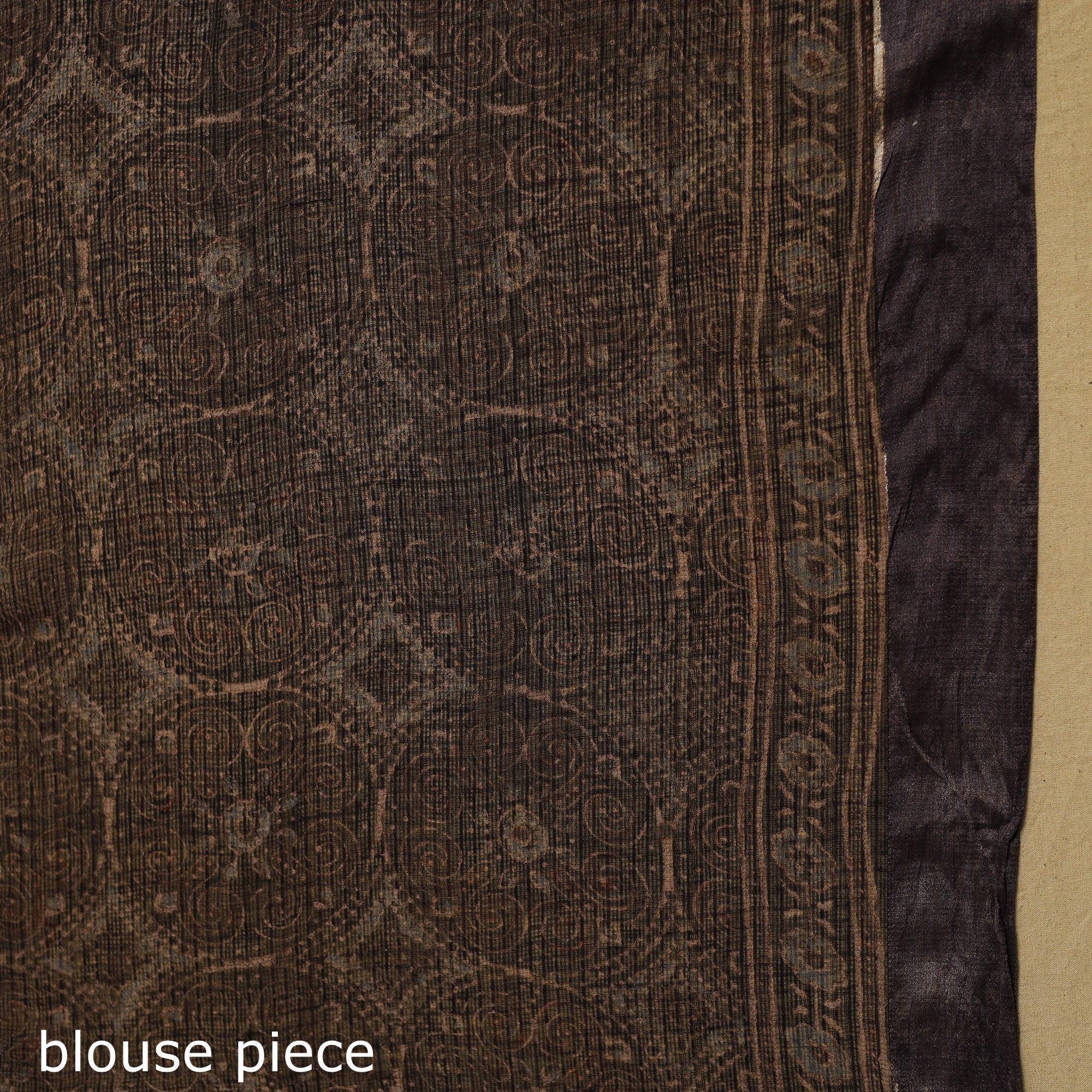 KACHCHH JI CHHAAP Black - Natural Dyed Block Print Kota Doria Cotton Ajrakh Saree 18 - view 6