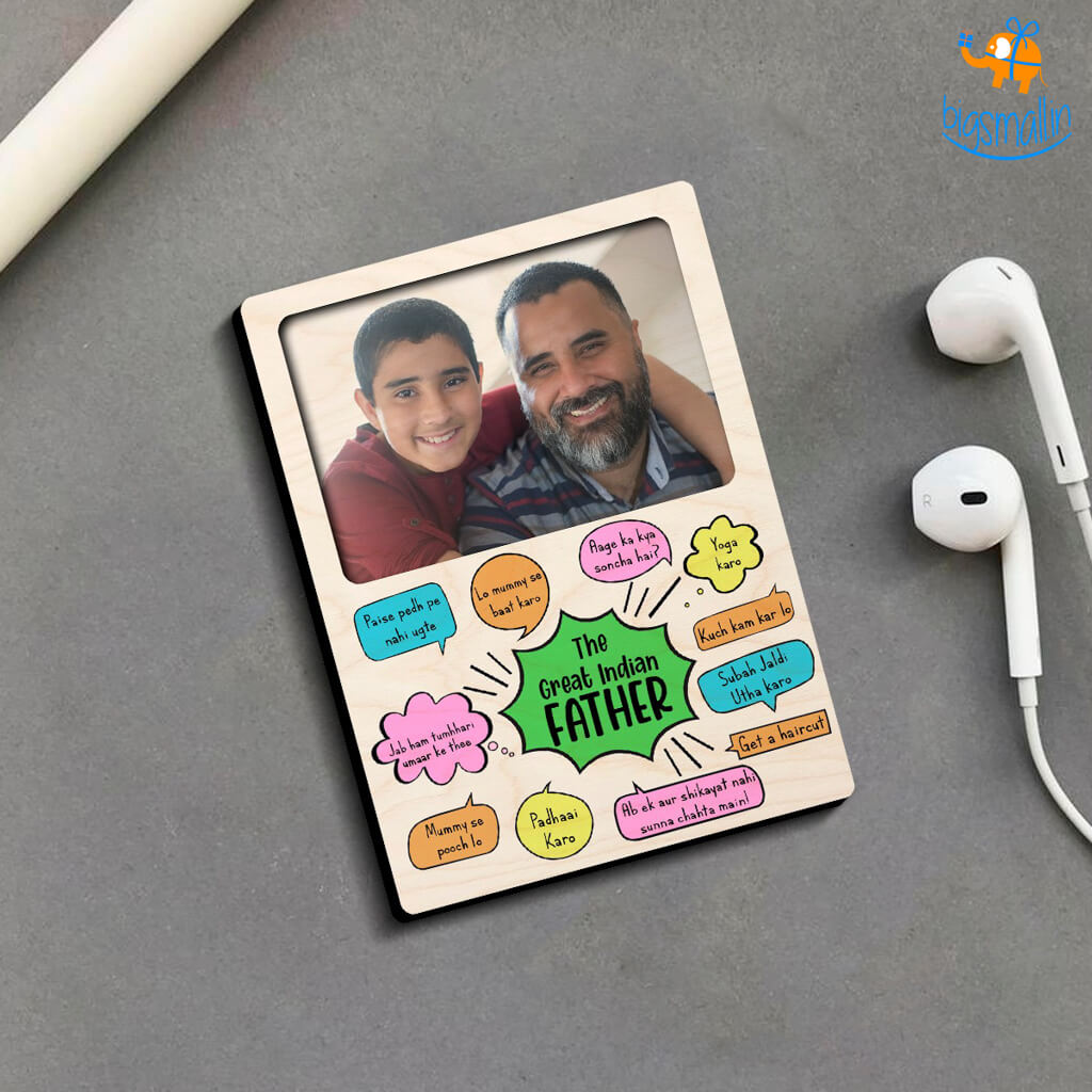 Chitra Chaya Personalized Great Indian Father Wooden Fridge Magnet - view 2