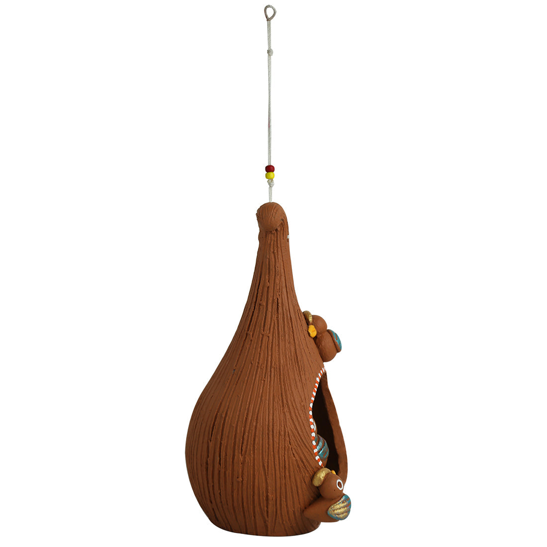 EXCLUSIVELANE 'Cuckoo in a Nest' Handpainted Garden Decorative Terracotta Bird House - view 3