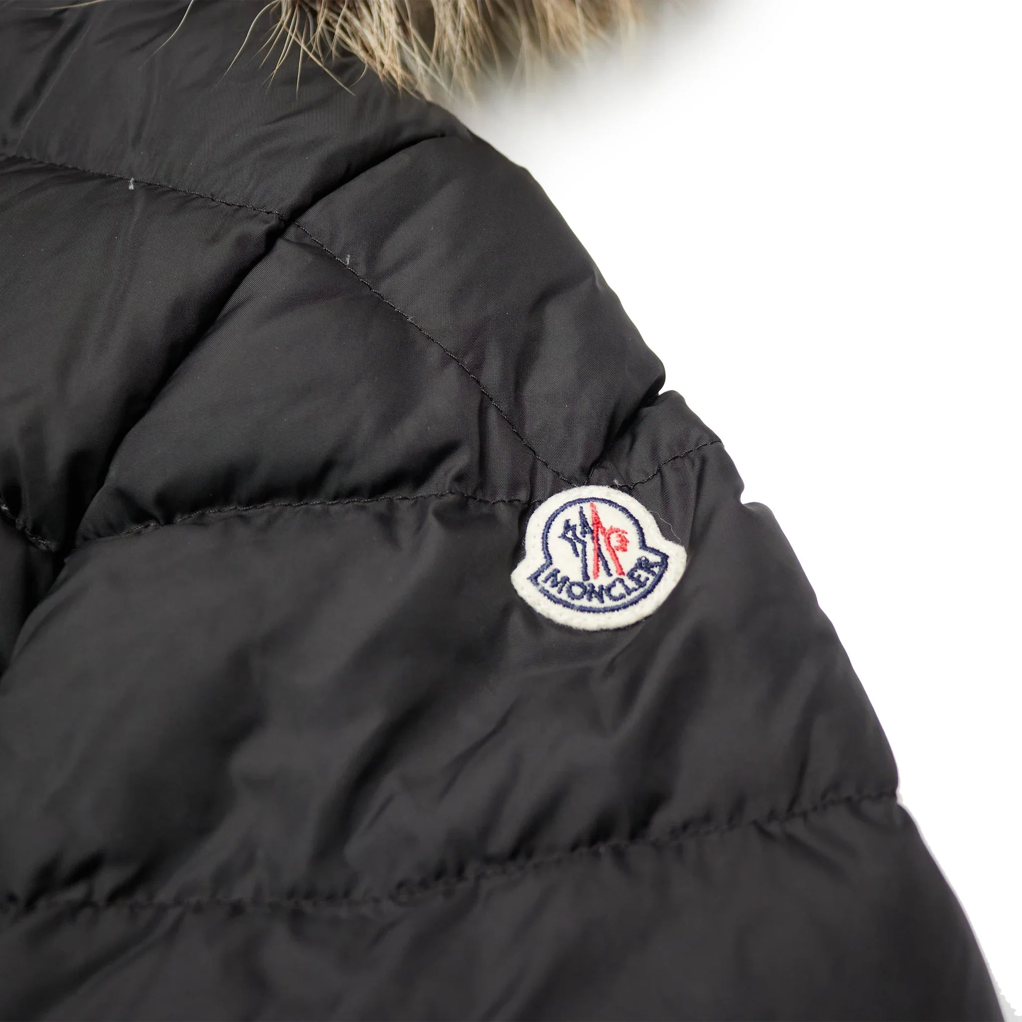 Preloved - Moncler Cluny Black Short Down 100% Real Fur Kids Parka Jacket - view 3