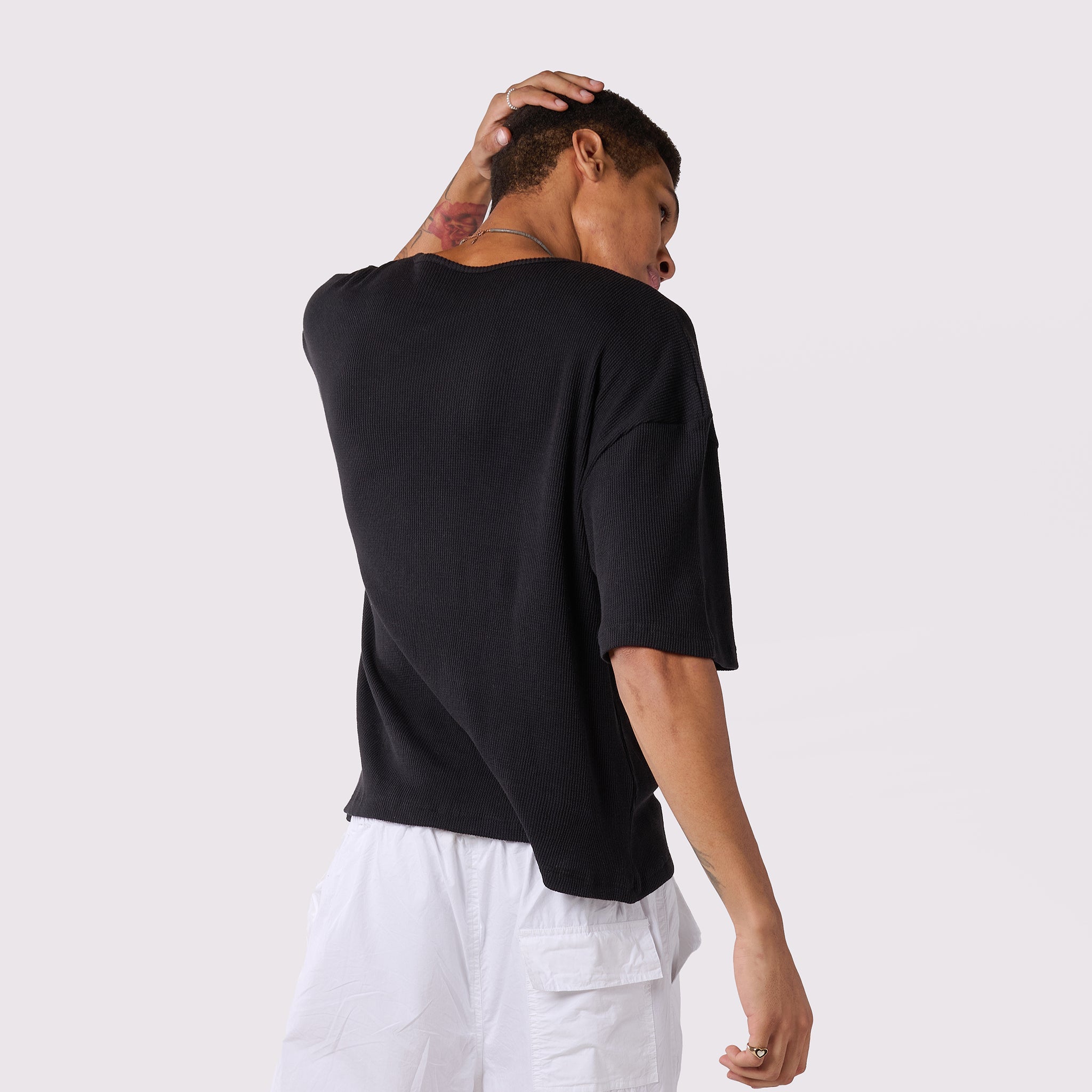 IZF Black Oversized textured knit top - view 2