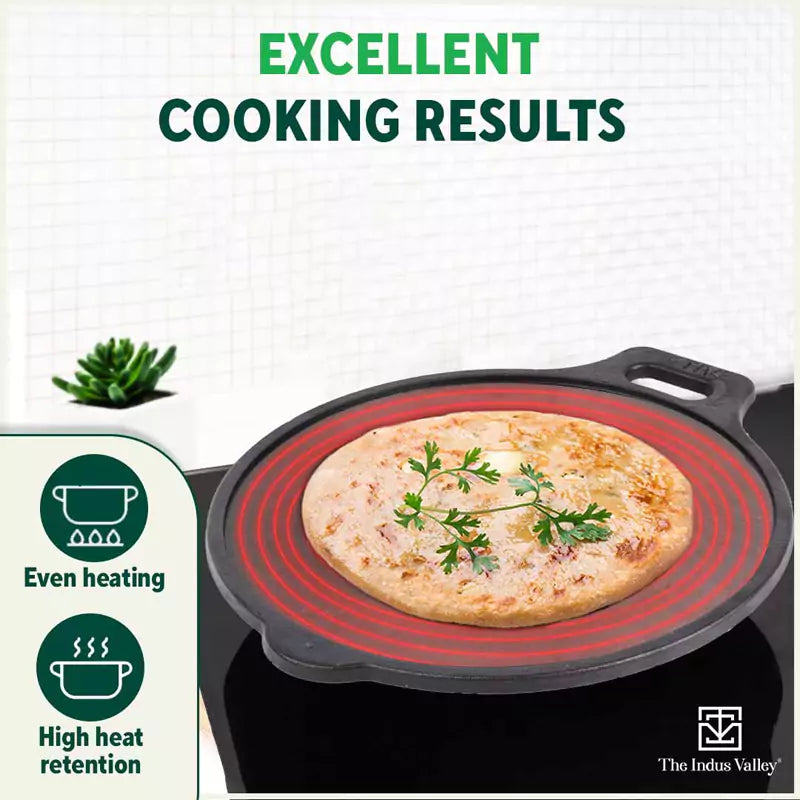 The Indus Valley Super Smooth Cast Iron Tawa,Pre-seasoned, Nonstick, 100% Pure, Toxin-free, Induction, 28/30.5cm, 2.7/3.1kg - view 7