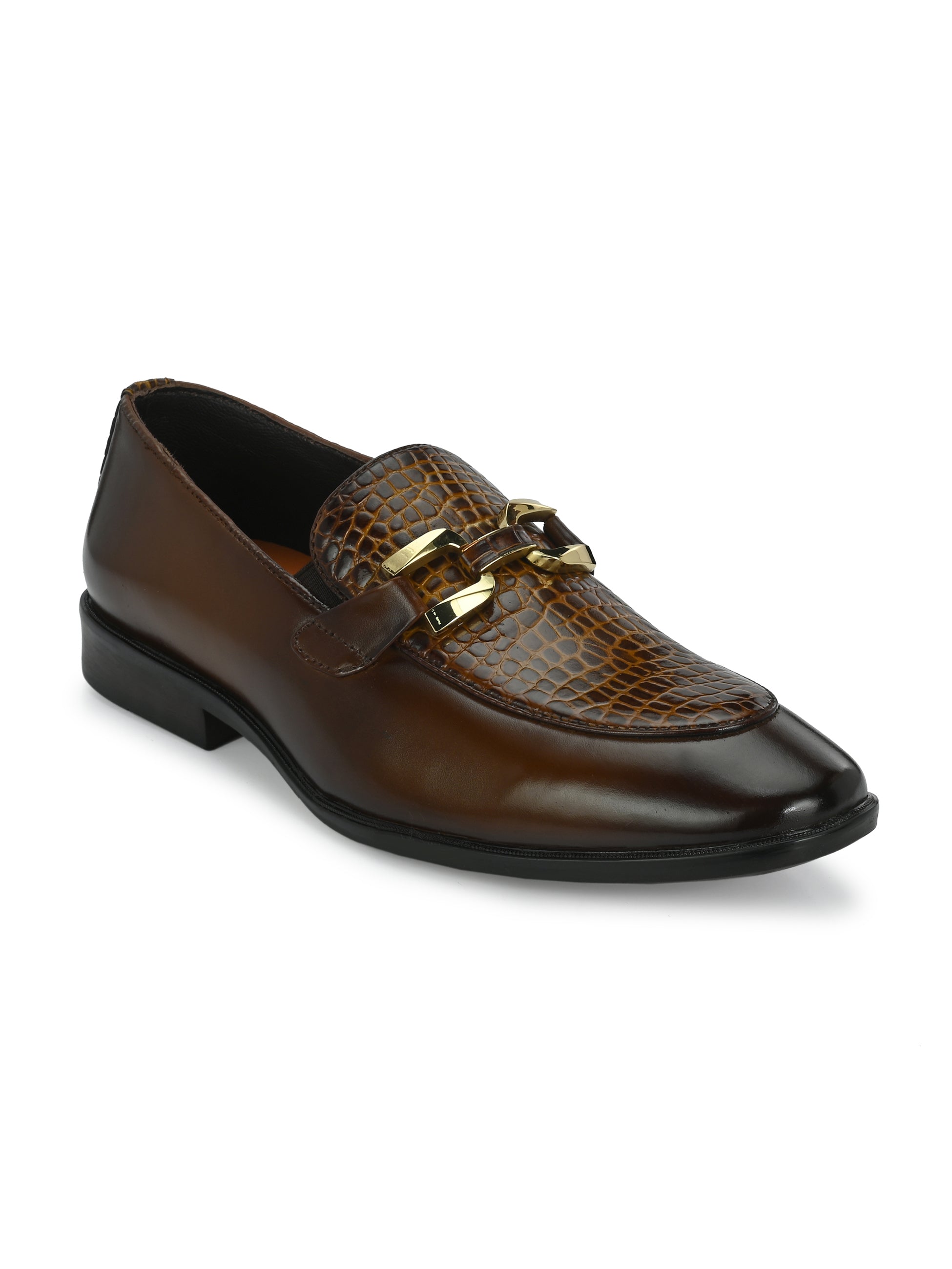 Egoss Shoes Egoss Platinum Buckled Loafers For Men - view 4