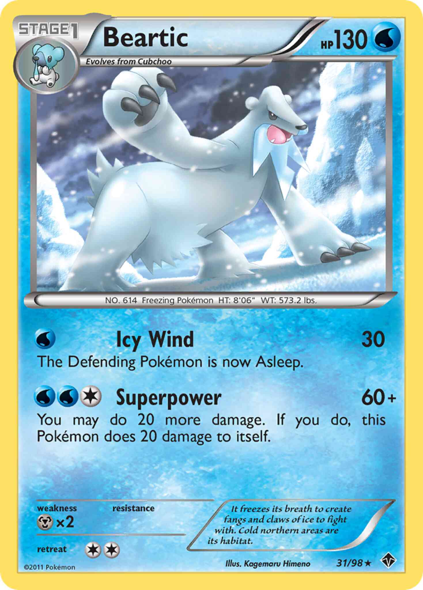 Rare bw2-31 non-holo – Pokémon Beartic - 31/98 - Rare [bw2-31] [Non-Holo]