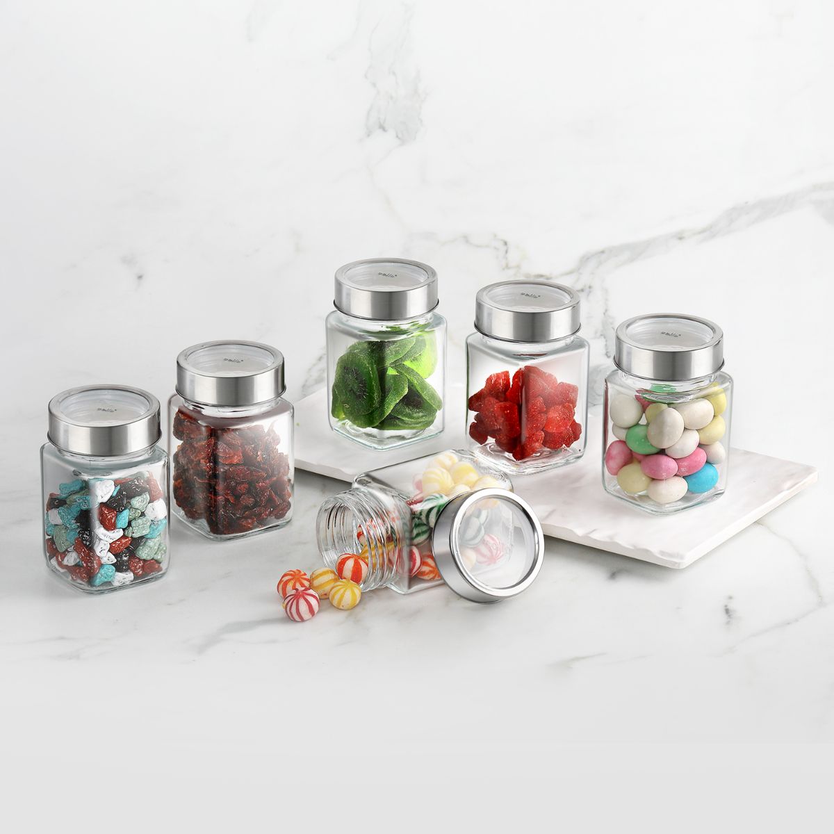 Cello Qube Fresh Glass Storage Jar, 300ml, Set of 6