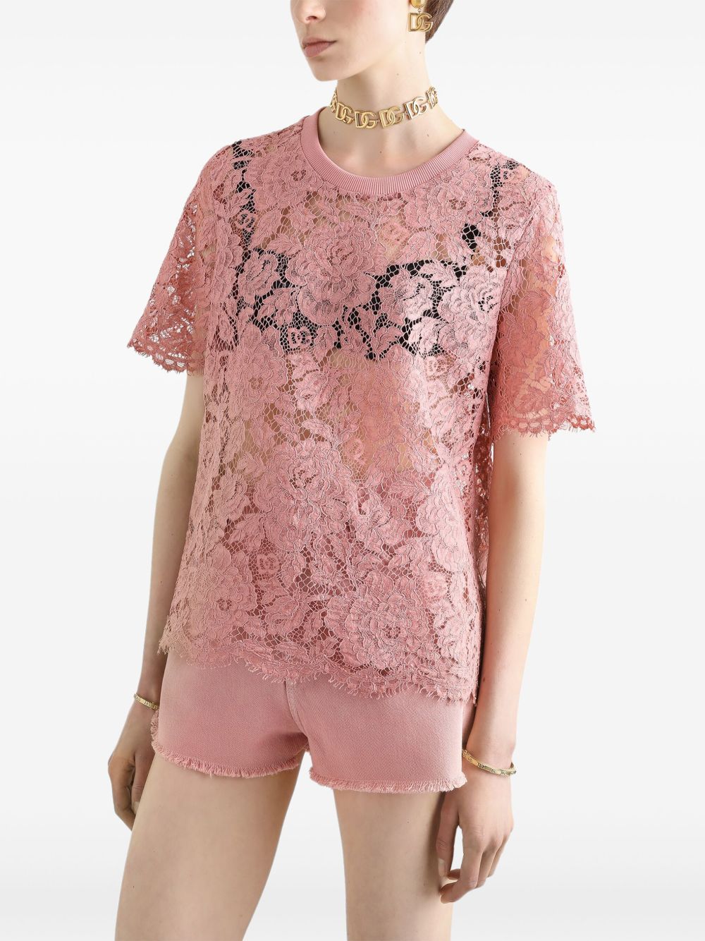 Dolce & Gabbana corded lace short sleeved T-shirt - view 4