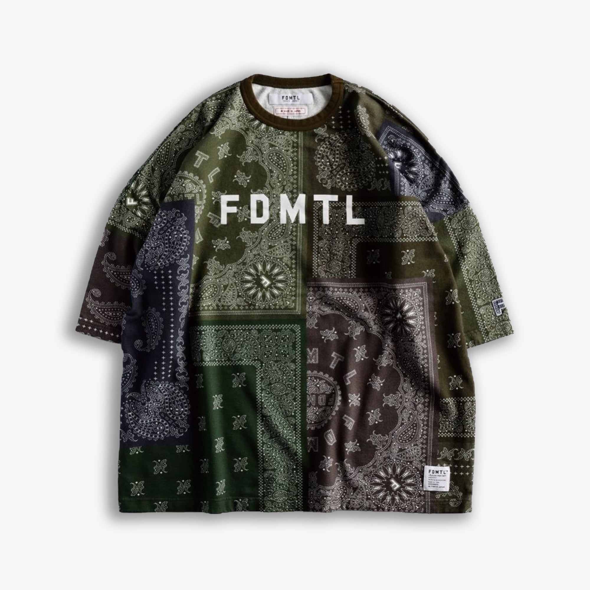 Fdmtl | Printed Patchwork Sweat Tee { Khaki - view 2