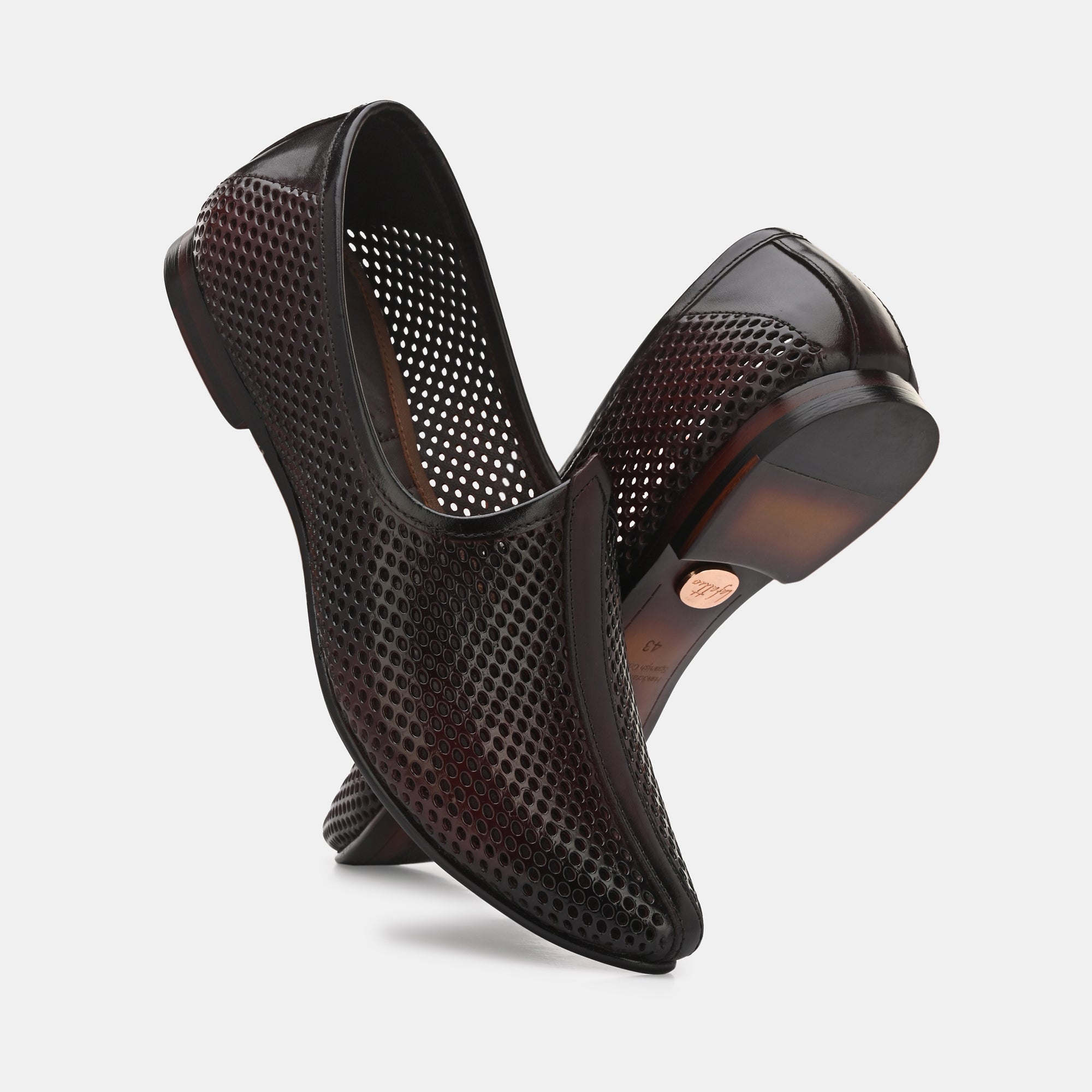 Brown Perforated Ethnic Jooti by Lafattio - view 6
