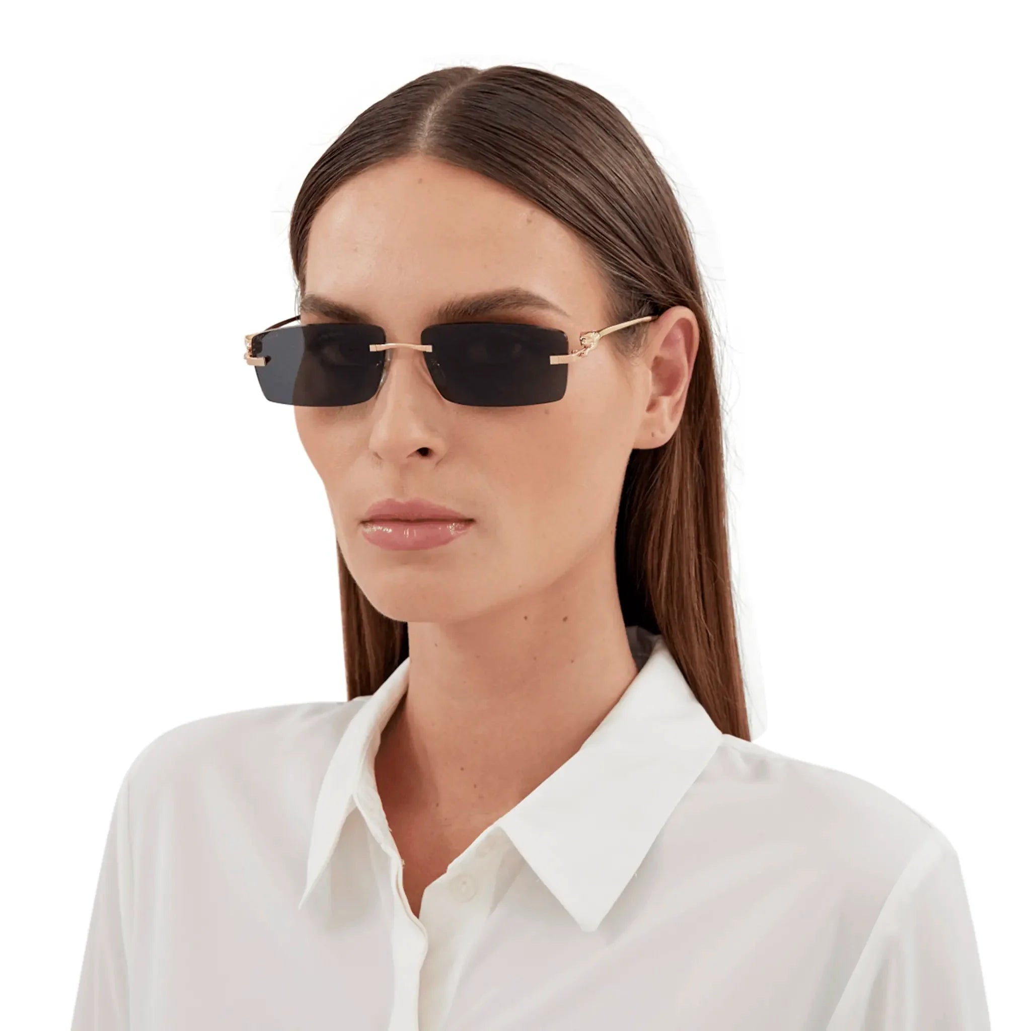 Cartier Eyewear CT0430S-001 Panthere De Cartier Gold Grey Rimless Sunglasses - view 2