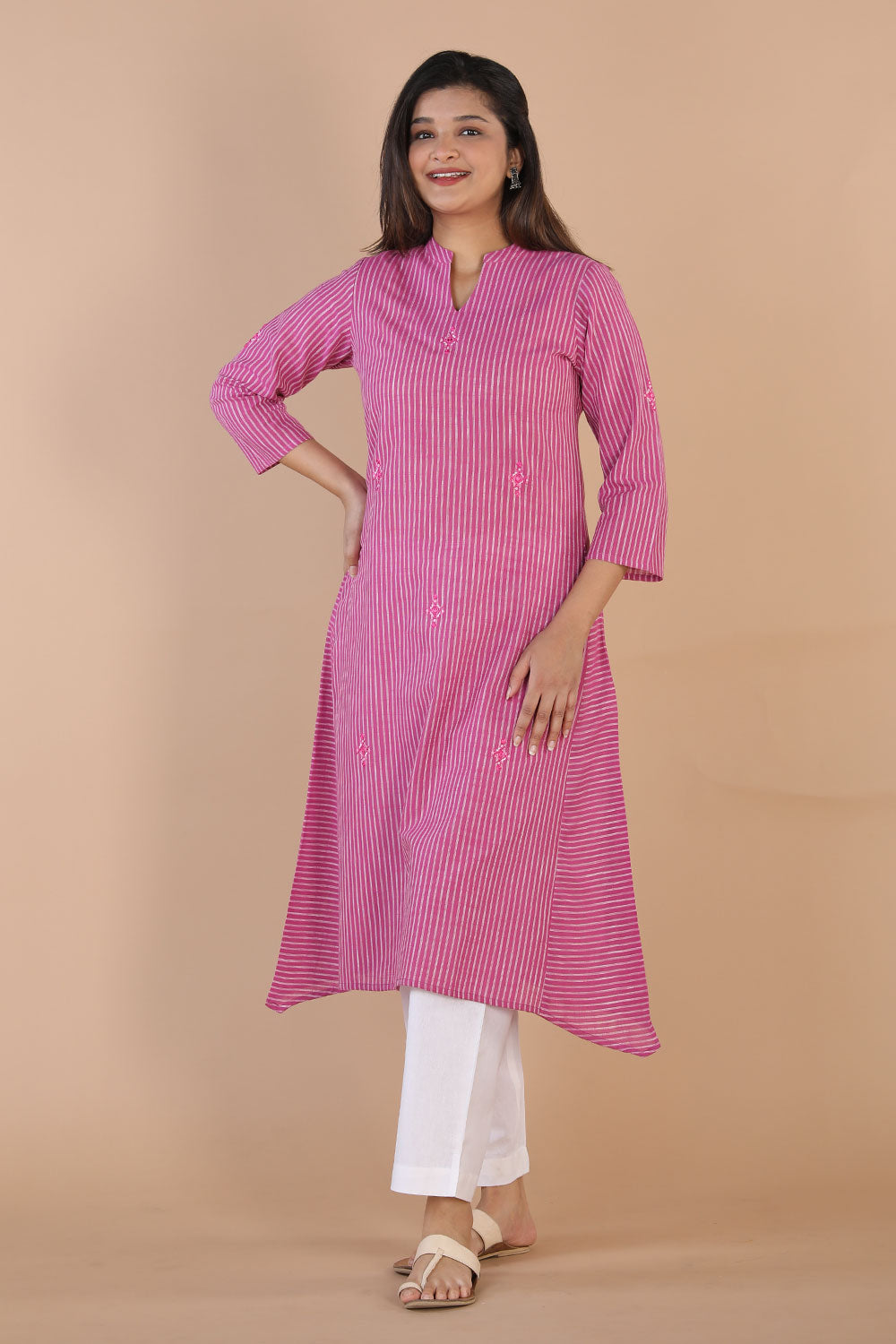 Kalanjali Ethnics Ethnic woven striped kurti – Women's, Pink