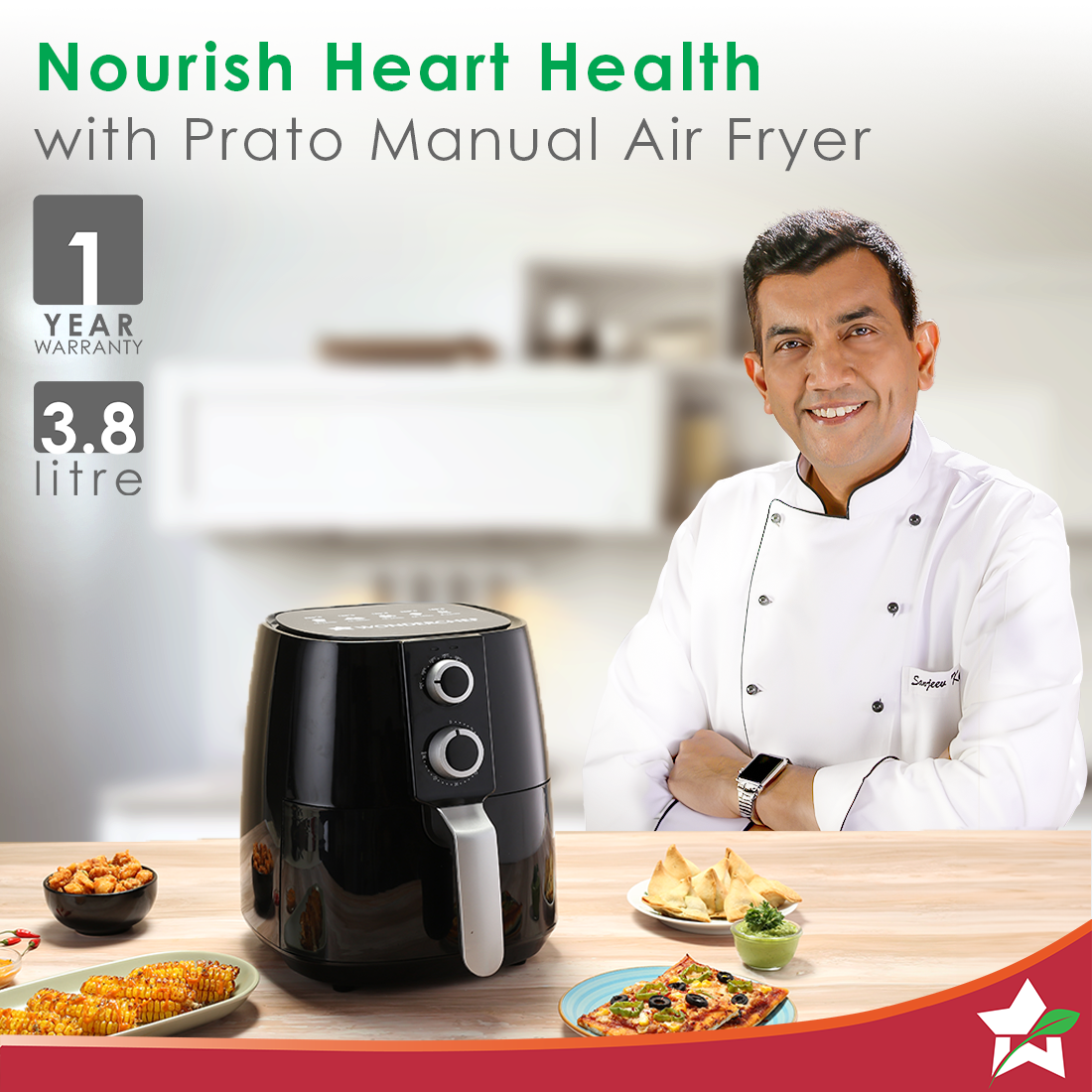 Wonderchef Prato Manual Air Fryer for Home and Kitchen with 5 Pre-set Menu - view 2
