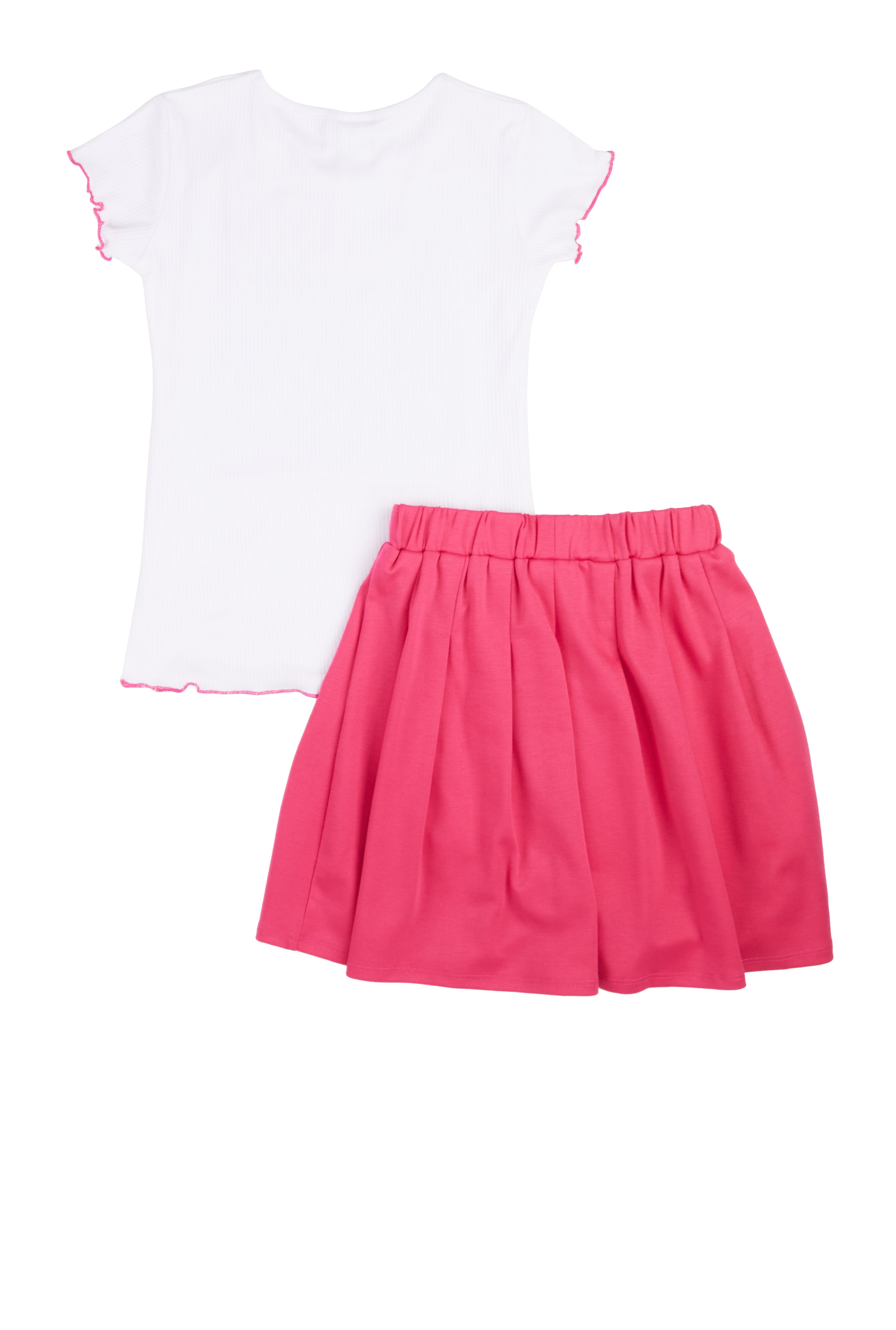 Rainbow Shops Girls Rhinestone 3D Graphic Top and Pleated Skirt - view 2