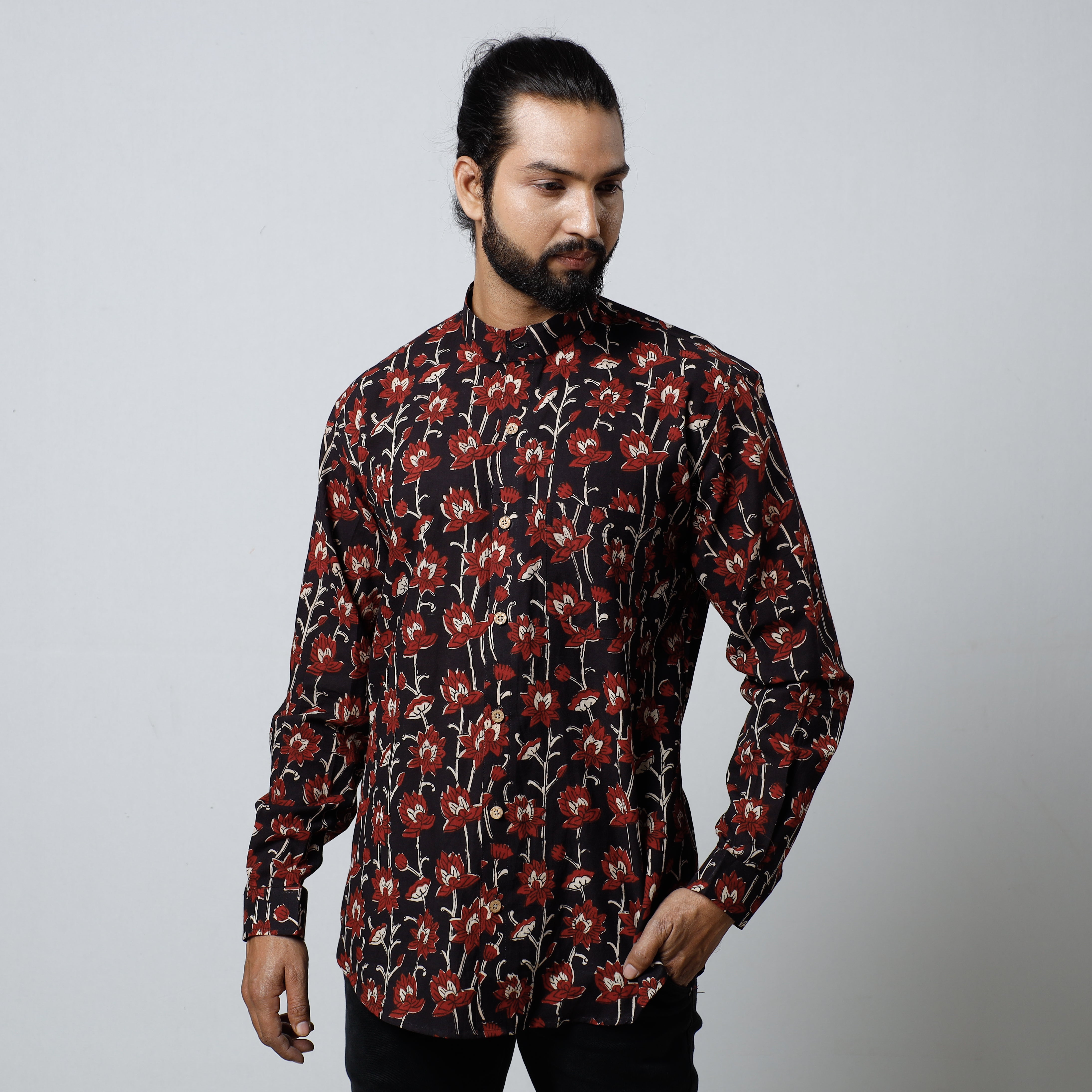 ITOKRI CASUALS Black - Bagru Block Printed Cotton Men Full Sleeve Shirt
