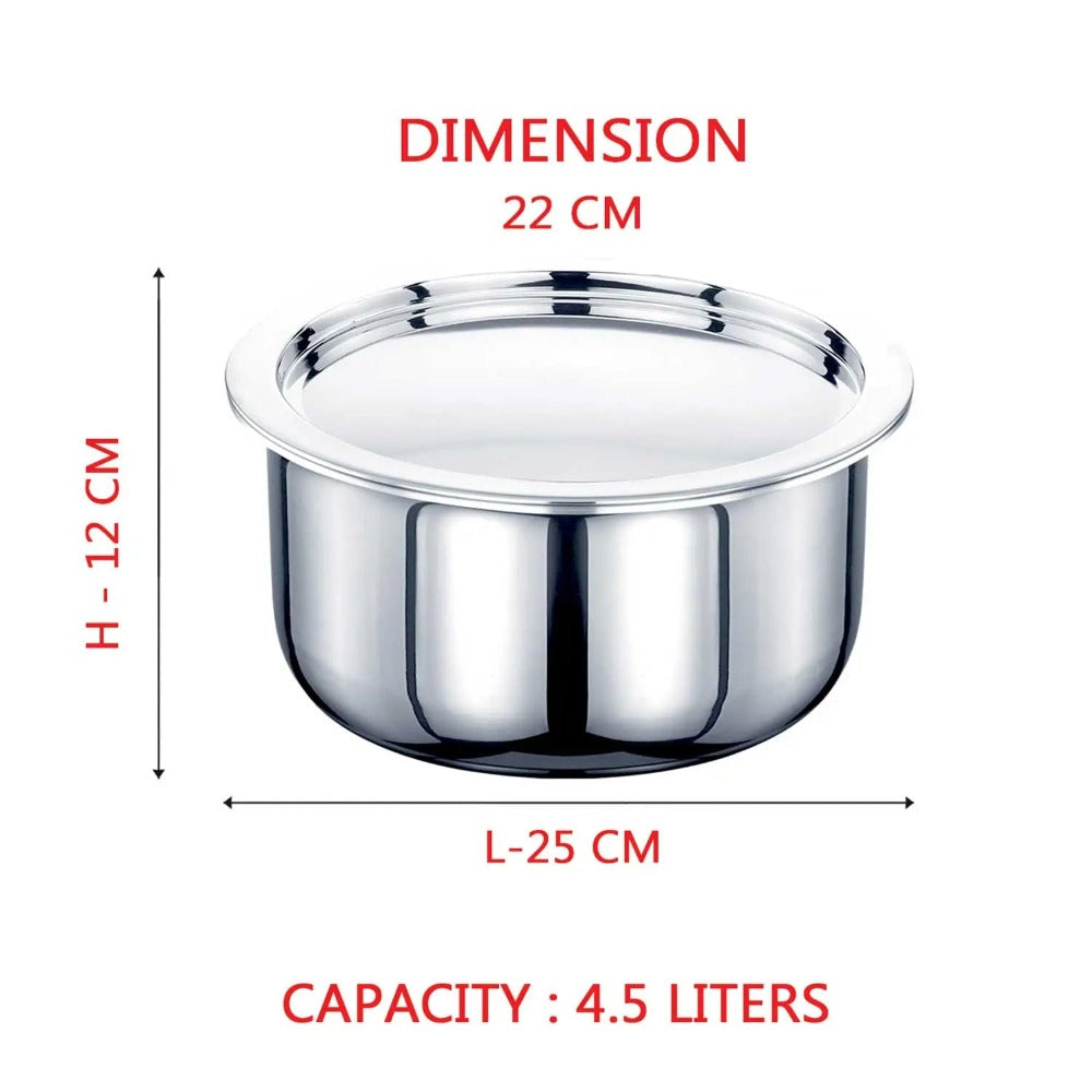 AVIAS Riara Premium Stainless Steel Tri-Ply Tope With Steel Lid | Gas & Induction Compatible | Silver - view 10