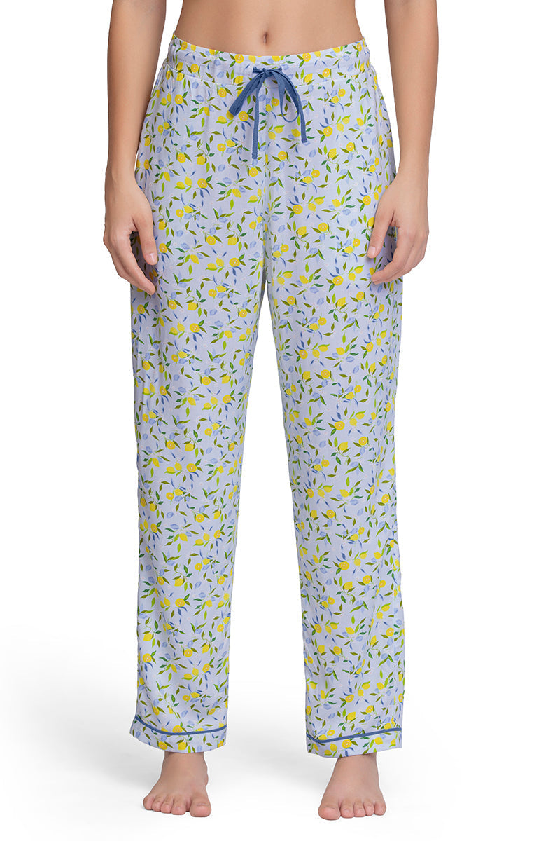 Amante Full Length Pyjama Bottom - Lemon Leaf Pr
