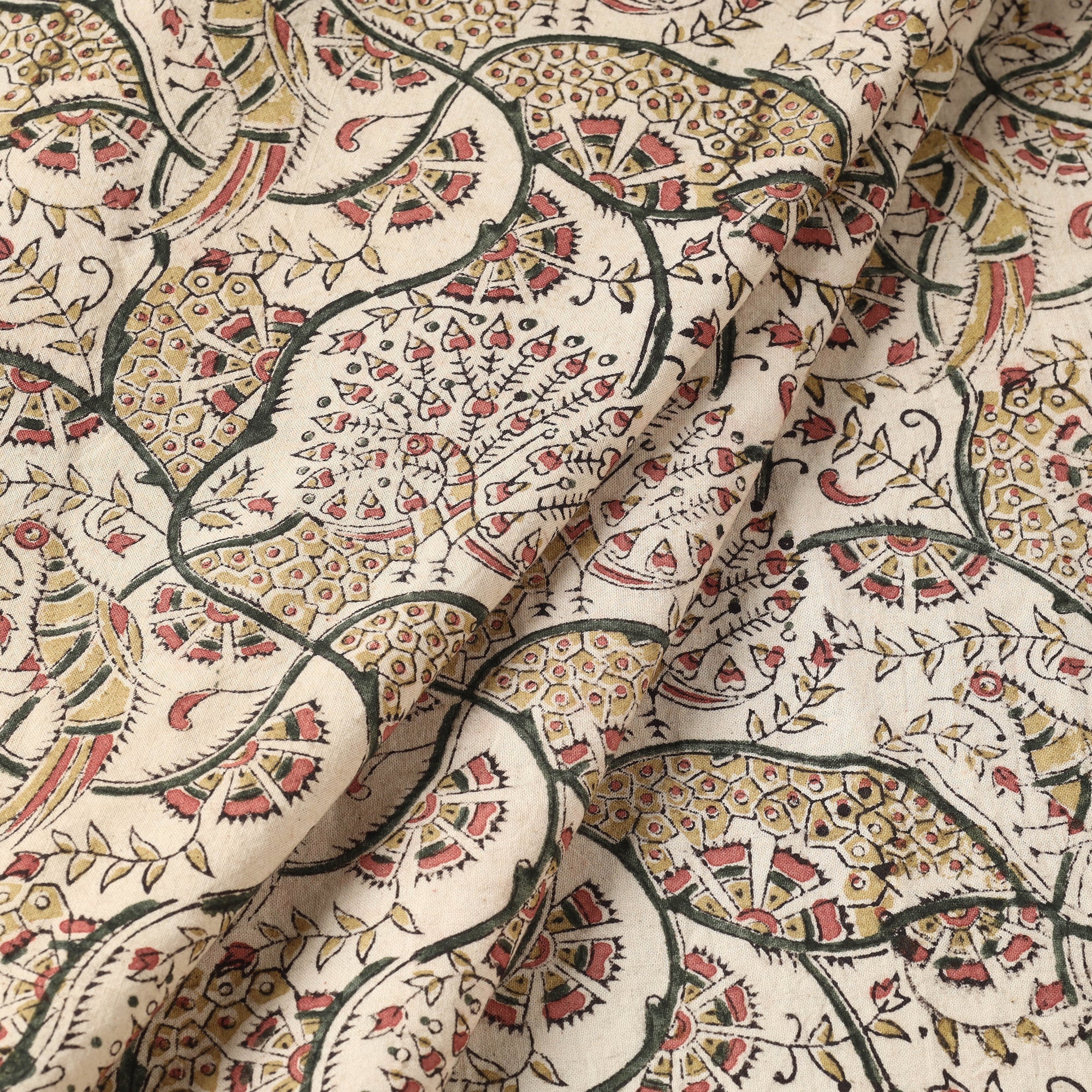 PITCHUKA SRINIVAS KALAMKARI PEDANA Brown - Pedana Kalamkari Hand Block Printed Cotton Fabric - view 2