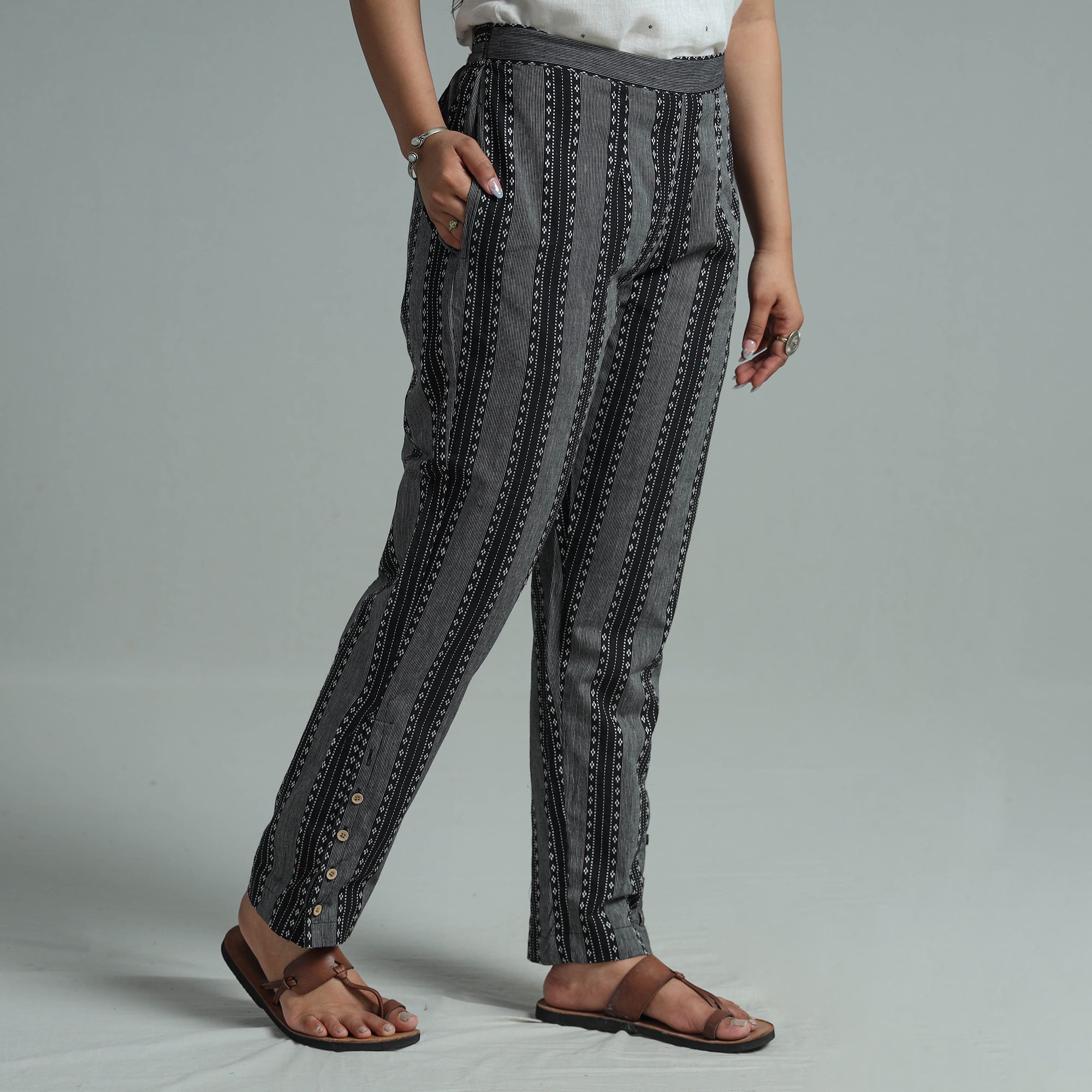 ITOKRI CASUALS Black - Jacquard Weave Cotton Elasticated Pant 11