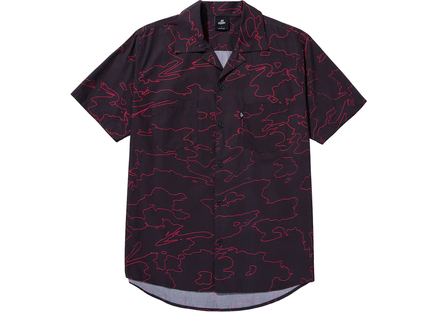 100 Thieves Foundations Geoprint Camp Collar Shirt Black/Red