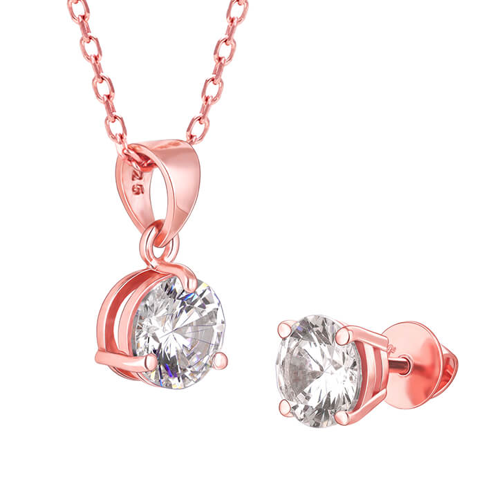 GIVA Jewellery Rose Gold Classic Zircon Set - view 6
